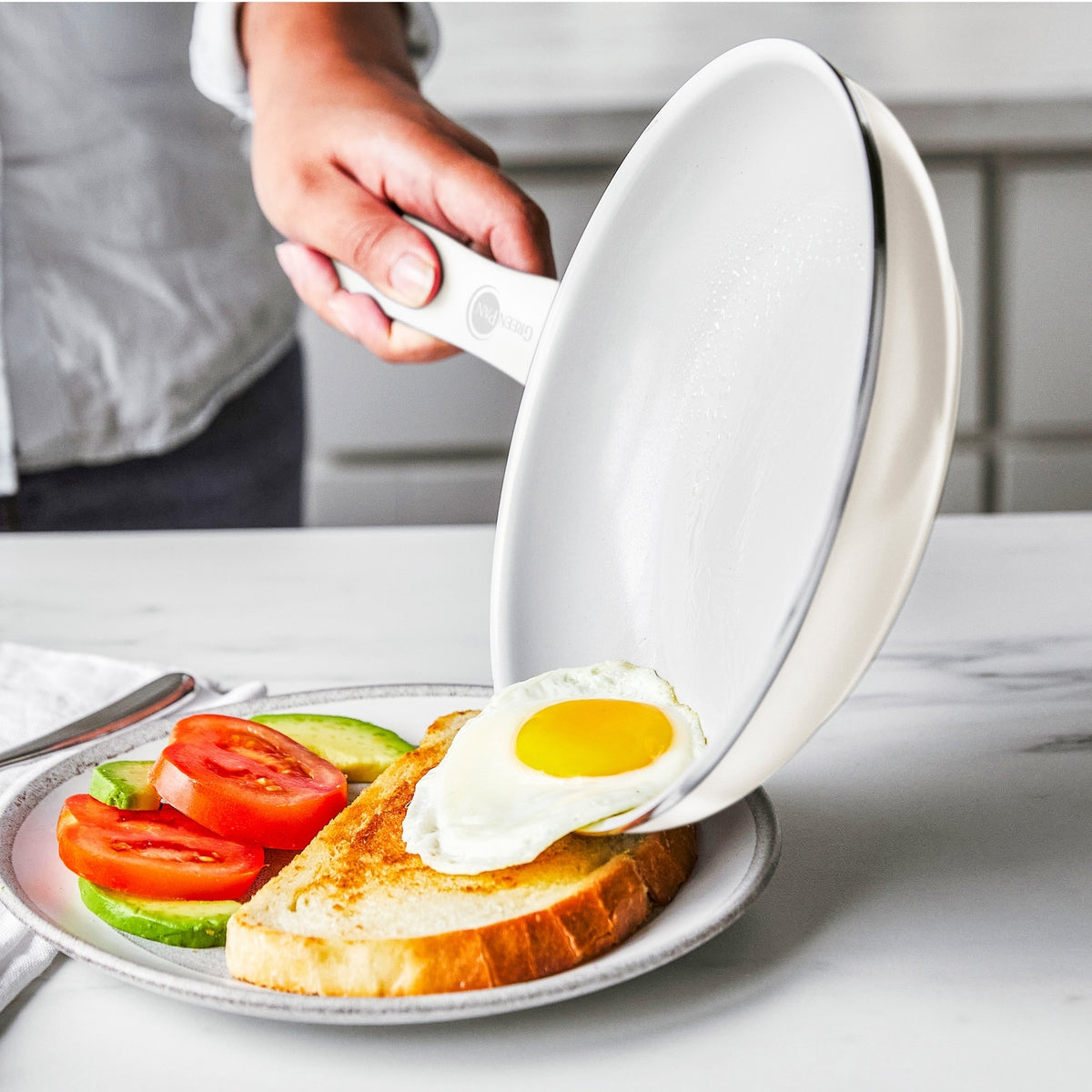 Dover Ceramic Nonstick 10-Inch Frying Pan | Cream White | Non-Toxic & Eco-Friendly Cookware for Healthy Cooking | Perfect for Sauteing, Frying & Omelets