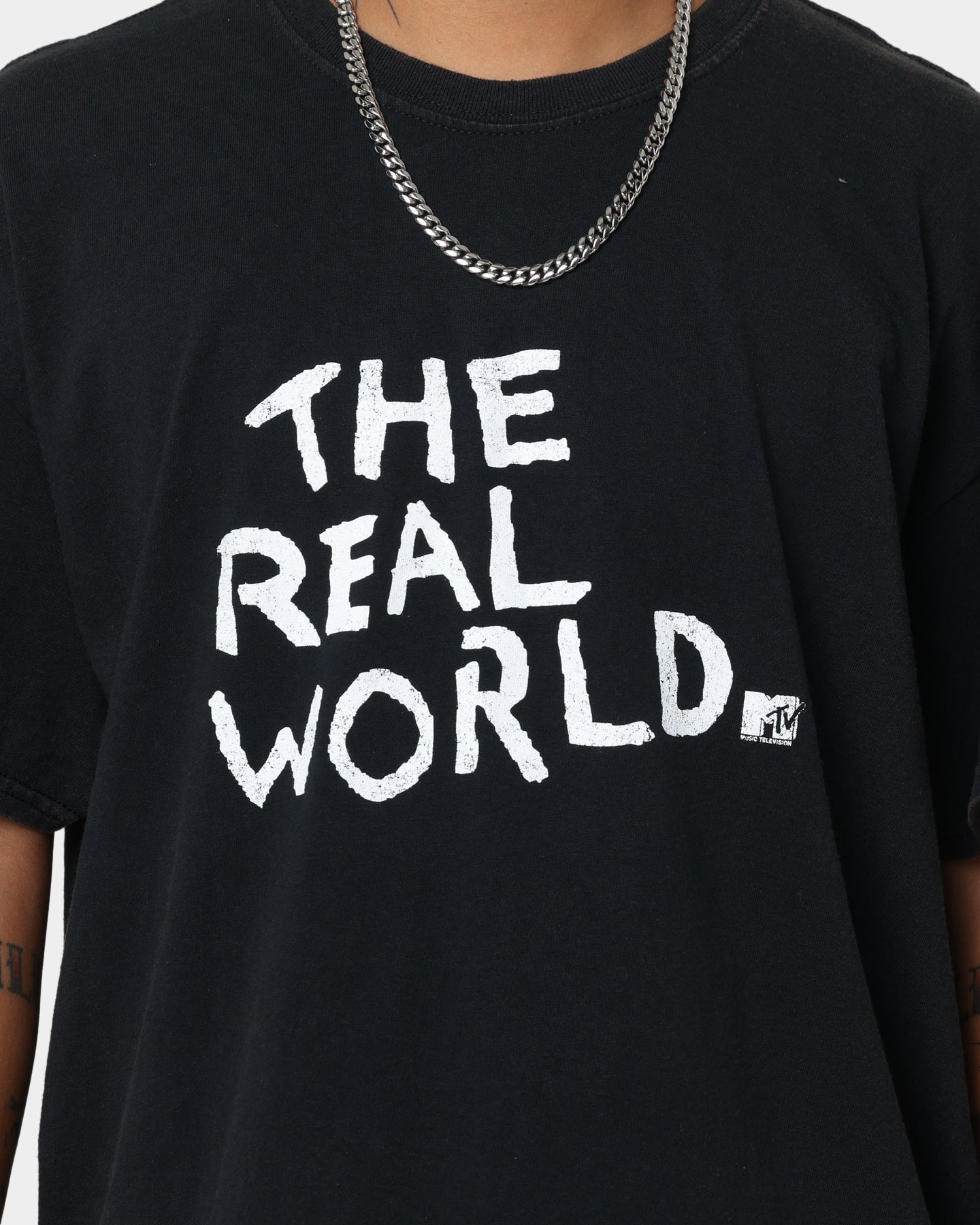 Vintage MTV The Real World Graphic T-Shirt - Black Wash Distressed Style - Perfect for Casual Wear, Retro Parties & 90s Nostalgia Fans