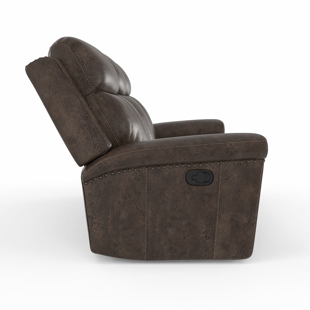 Quade Manual Reclining Sofa - Comfortable 3-Seater Recliner Couch with Adjustable Backrest for Living Room, Home Theater & Family Relaxation