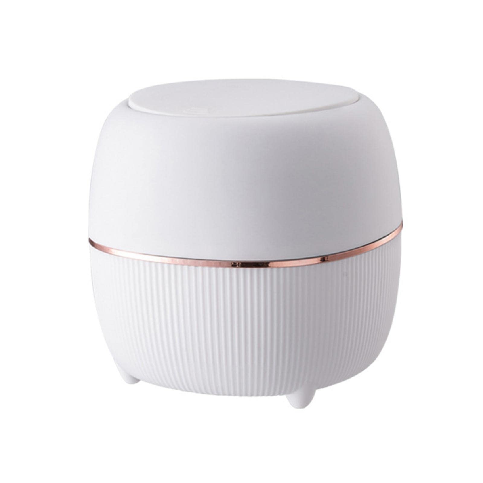 Modern Mini Trash Can with Lid - Small Press-Type Waste Basket for Office Desk, Kitchen Counter, Coffee Table & Bathroom - White Plastic Garbage Bin for Home & Office Organization