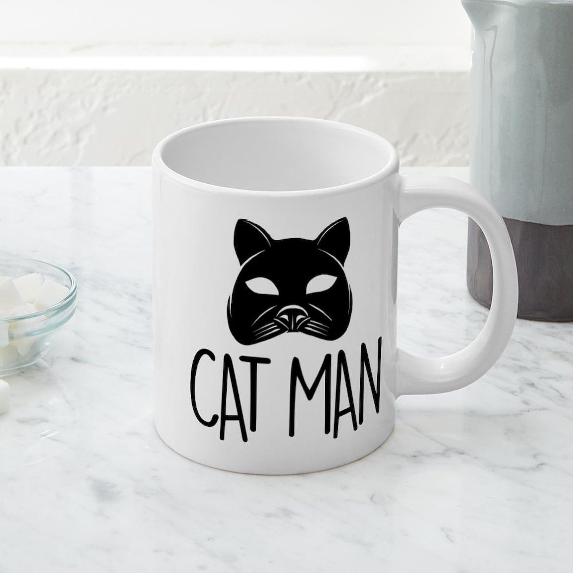 Cat Man 20 oz Ceramic Coffee Mug - Large Insulated Tea Cup with Handle - Perfect for Home, Office & Gifts for Cat Lovers