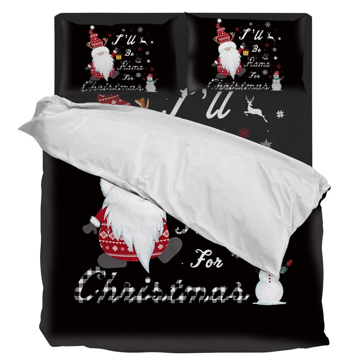 Christmas Gnome Duvet Cover Set Full Size - 4 Piece Luxury Soft Bedding Set with Snowflakes & Snowman Design (1 Duvet Cover, 1 Sheet, 2 Pillowcases) - Cozy Holiday Bedroom Decor for Winter & Christmas Season