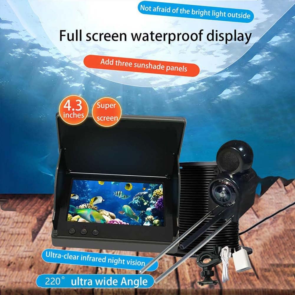 Colitt - Upgraded Underwater Fishing Camera with Night Vision & 4.3'' HD LCD Screen, 220° Wide-Angle Lens, IP68 Waterproof Fish Finder for Ice Fishing, Lake & Ocean Angling - Perfect for Night Fishing & Deep Water Exploration