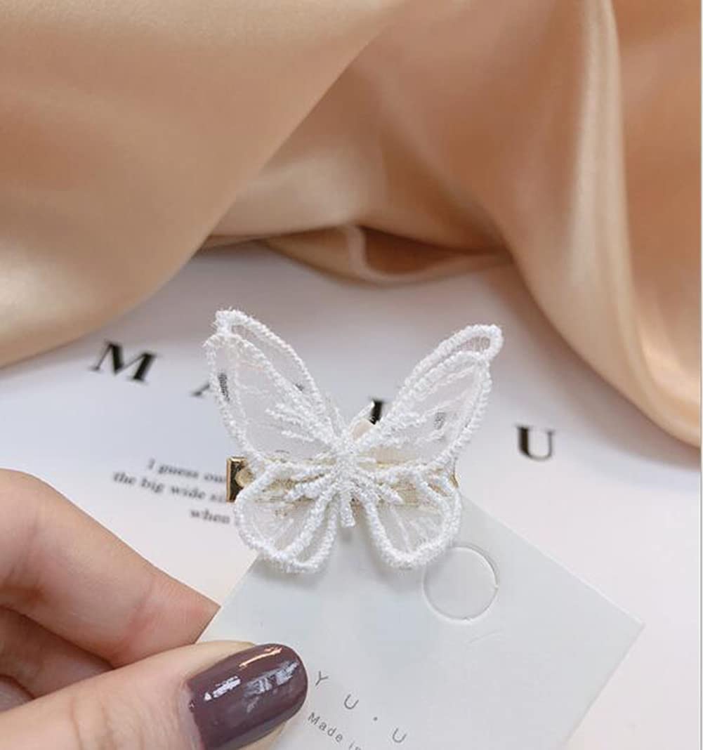 10PCS Lace Butterfly Hair Clips for Women & Girls - Elegant White Hair Accessories for Weddings, Parties & Everyday Style