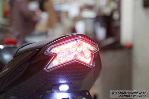 Sequential LED Tail Lights with Clear Lens for 2013-2018 Kawasaki Ninja ZX-6R 636 & 2016+ Z800 Motorcycles - High Visibility Brake Lights for Night Riding and Safety