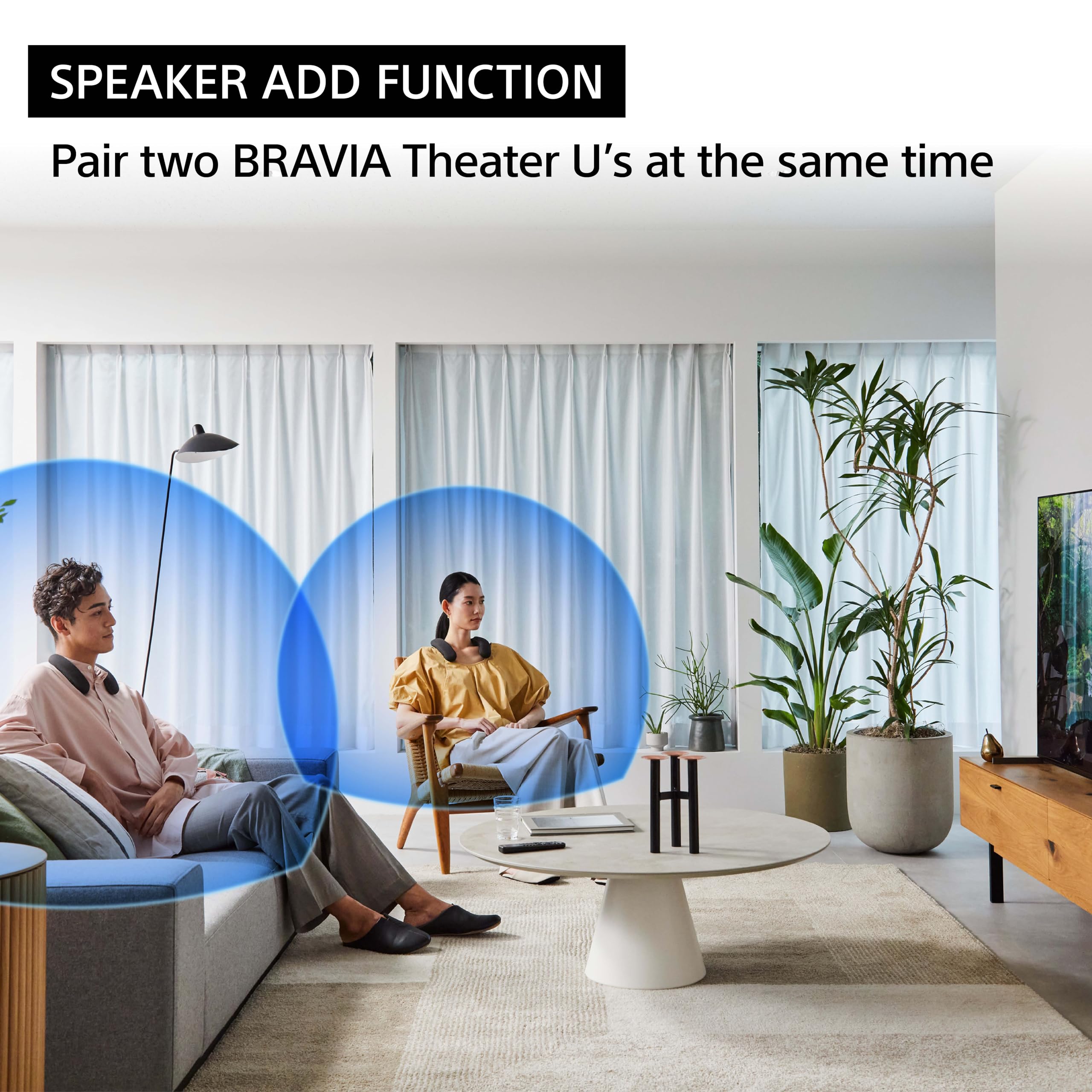 Sony BRAVIA Theater U Wireless Wearable TV Speaker with Bluetooth - Personalized Home Theater Audio System for Movies & Gaming, Built-in Mic, 12H Battery Life, IPX4 Splash-Resistant (HT-AN7) - Perfect for Home Entertainment, Gaming Sessions & Outdoor Movie Nights