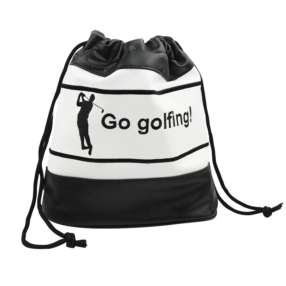 Premium PU Leather Golf Ball Pouch - Embroidered Small Golf Accessory Bag for Men & Women - Perfect for Driving Range, Course & Travel Accessories Storage