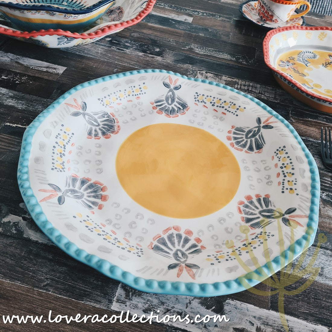 Stylish Afrocentric Light Blue Dinnerware & Serveware Set - Perfect for Family Dinners, Entertaining Guests & Cultural Celebrations