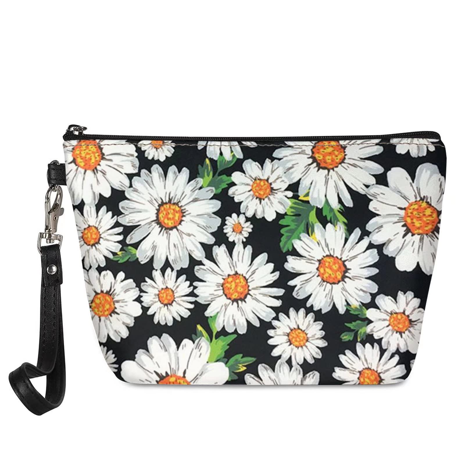 Horeset Small Daisy Print Makeup Bag - Waterproof Cosmetic Pouch & Toiletry Organizer for Women | Fashion Travel Accessories | Perfect for Summer Vacations, Business Trips & Daily Essentials Storage