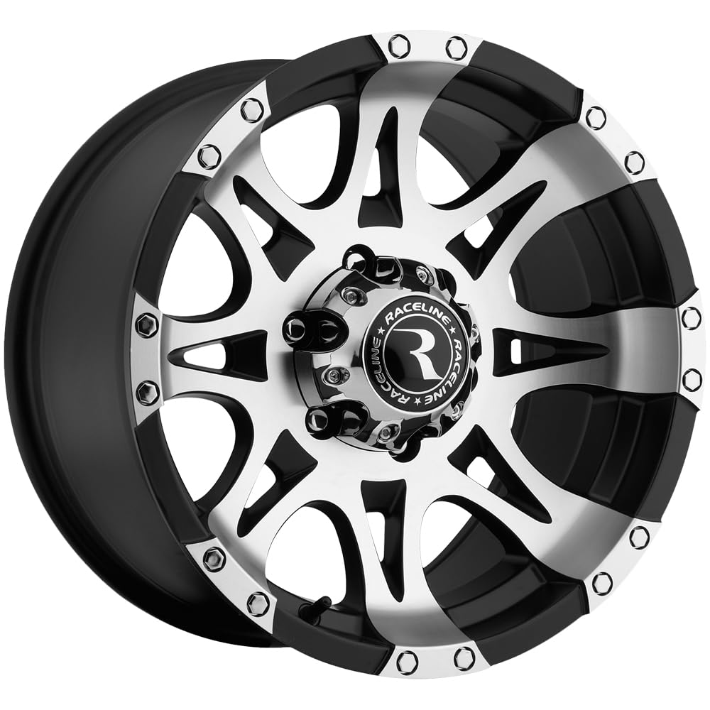 Raceline Wheels 982 RAPTOR Satin Black Machined Face Wheel - 17x9 Inches, 6x135mm Bolt Pattern, +6mm Offset - Perfect for Off-Road Trucks & Jeep Wrangler JK/JL