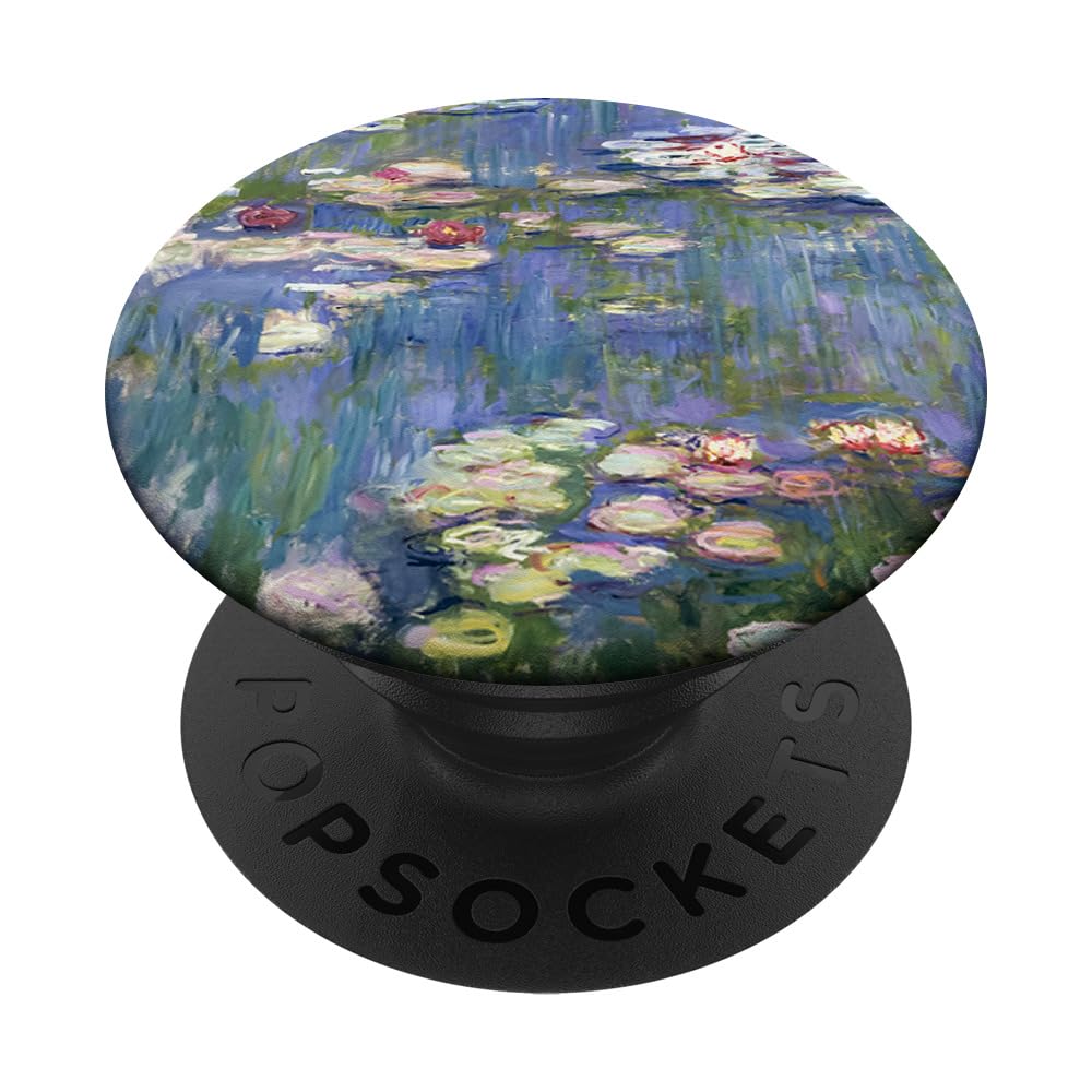 Monet's Water Lilies Phone Grip - Impressionist Art PopSocket for iPhone & Android - Black Plastic Phone Stand & Holder - Perfect for Work, Travel & Daily Use
