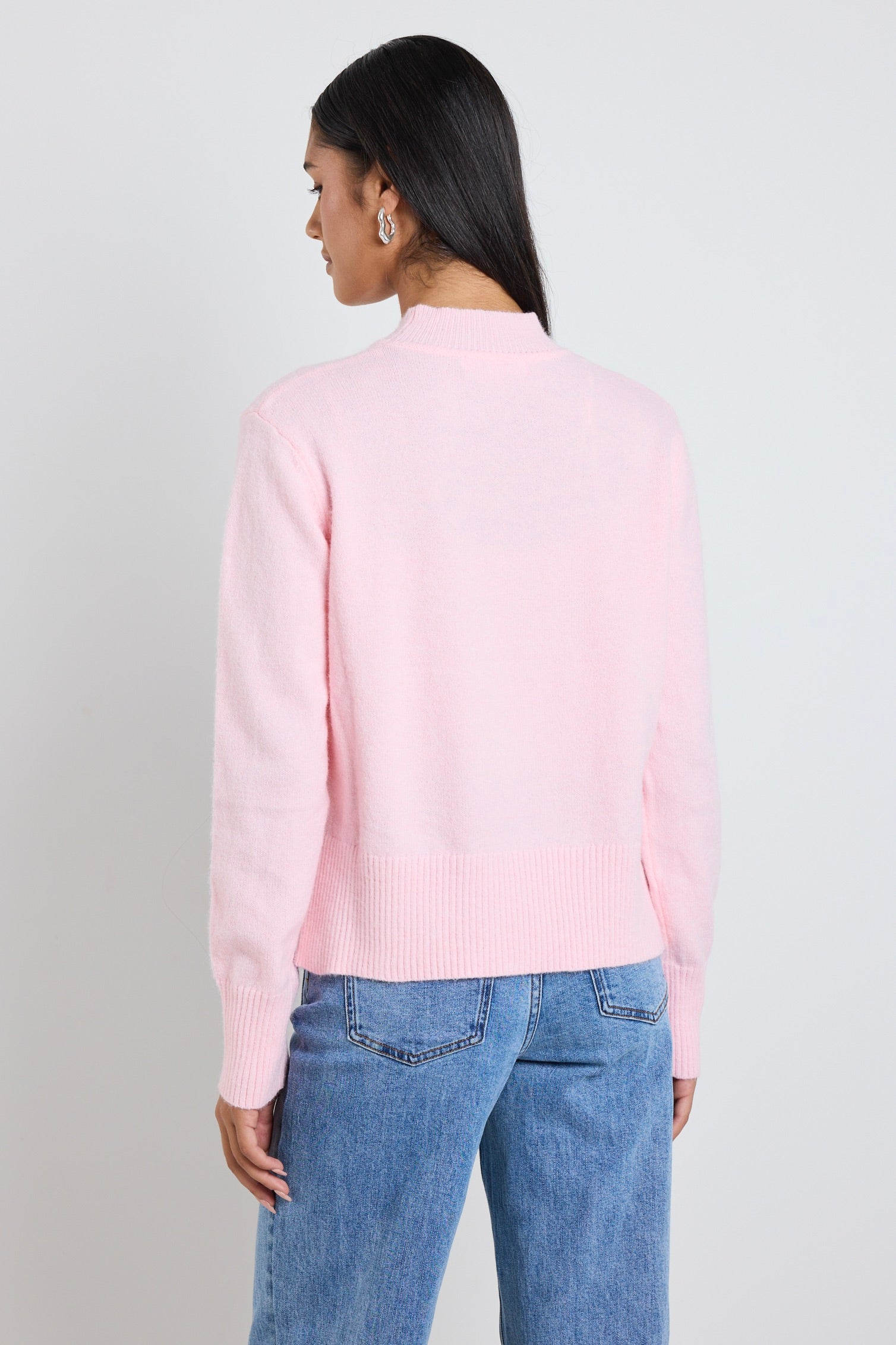 Cloud Blush Funnel Neck Knit Jumper Sweater for Women | Soft Chunky Winter Pullover | Perfect for Office, Date Night & Casual Outfits