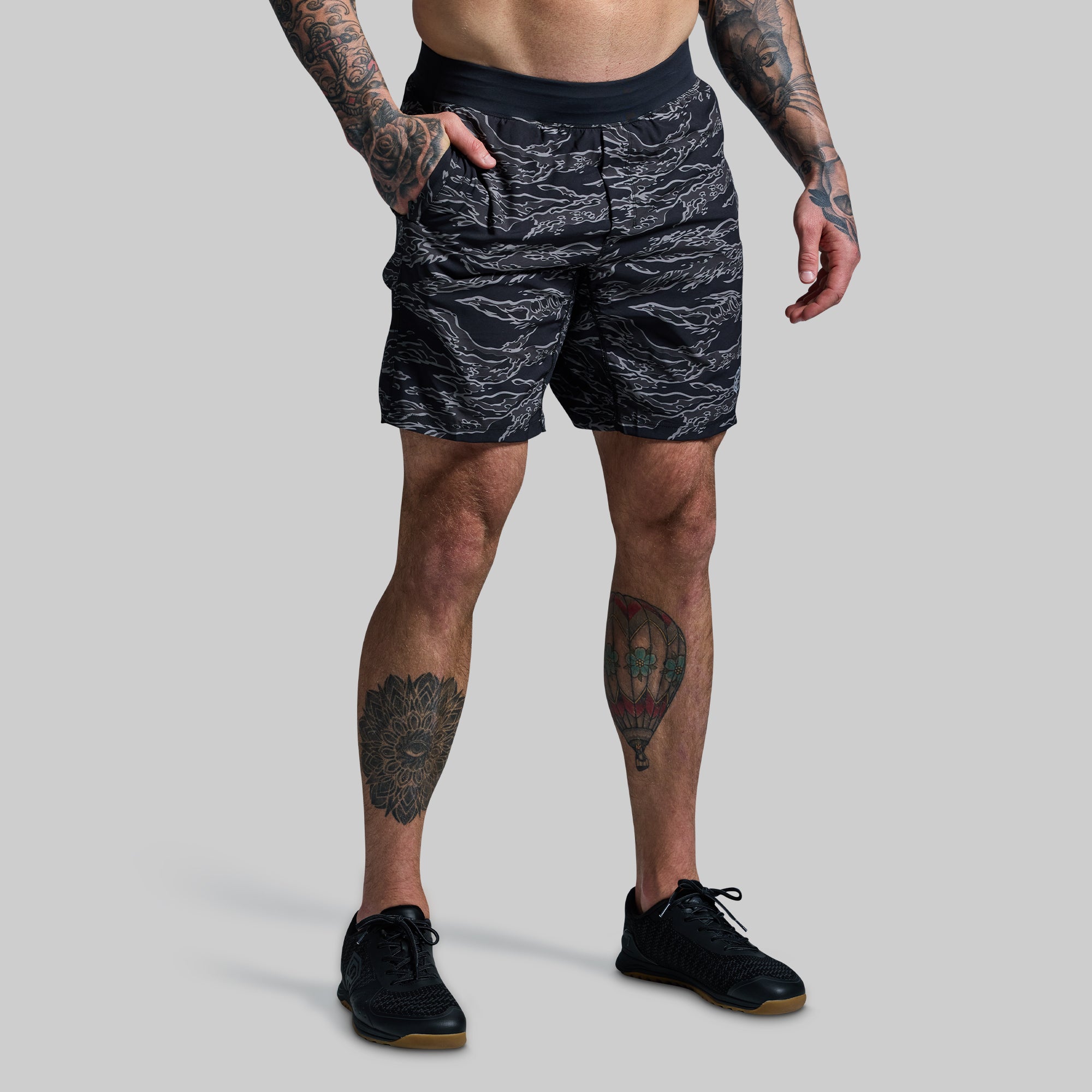 Versatile Compression Shorts for Men - 9-Inch Workout & Running Shorts (Night Tiger) - Ideal for Gym, Jogging, and Sports Activities