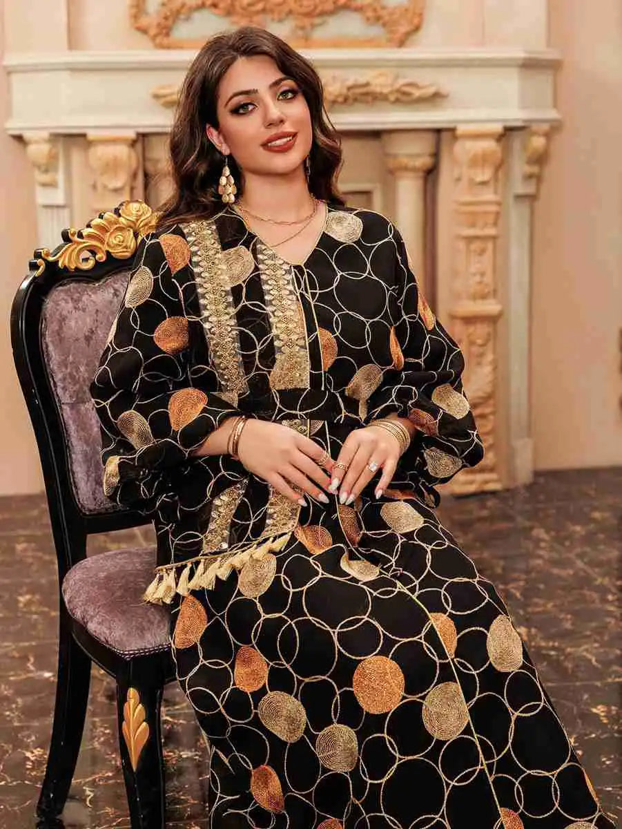 Elegant Eid Embroidery Mesh Caftan Dress for Women - Breathable Floral Lace Kaftan for Special Occasions & Summer Parties - Perfect for Eid Celebrations, Weddings, and Beach Vacations