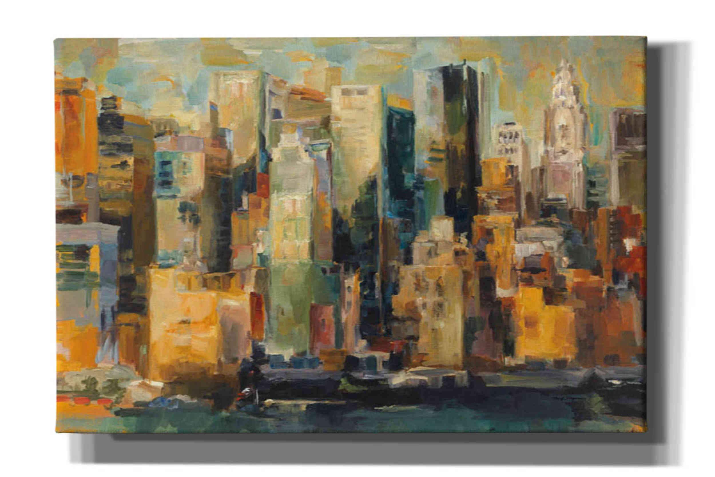 Marilyn Hageman 'New York New York' Canvas Wall Art Print - 18x12 Inches - Modern Cityscape Home Decor for Living Room, Bedroom & Office
