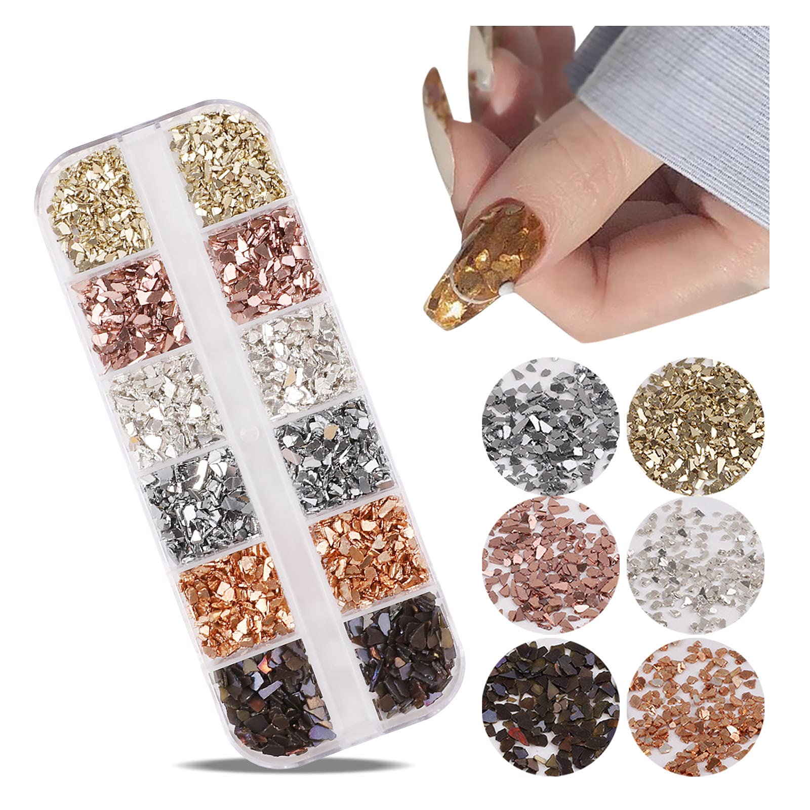 Hubl 3D Nail Art Decorations - 12pc Multicolor Nail Sequins, Stickers & DIY Decals for Manicure | Rainbow Butterfly, Spring Summer Flower Designs | Perfect for Nail Salon, Home DIY, Parties & Special Occasions