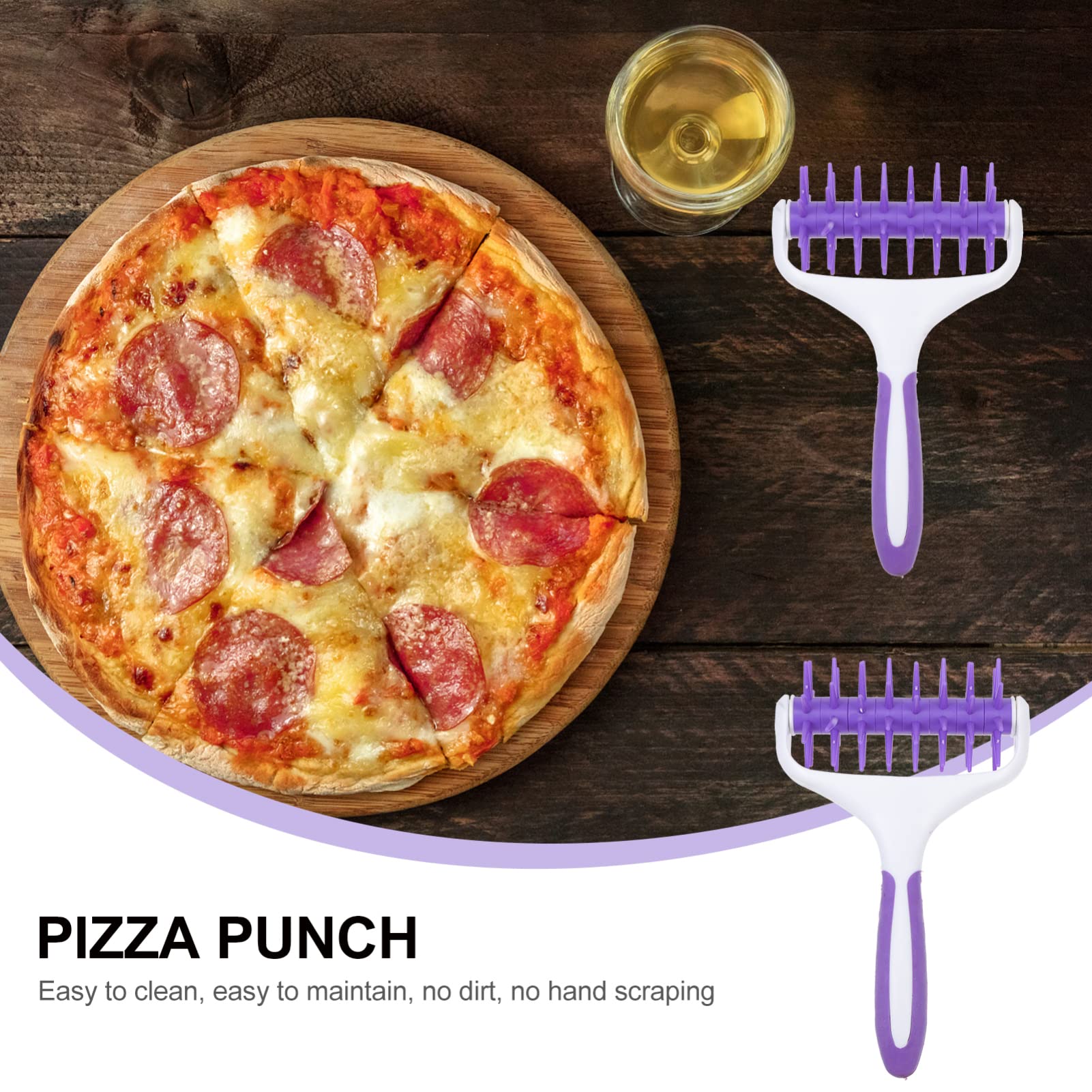 Hemoton 1pc Purple Plastic Pizza Dough Roller with Hole Punch - Pizza Wheel, Dough Sheeter, Pastry Roller for Bread, Cookies & Cakes - Essential Baking Utensil for Perfect Pizza Crust & Pastries - Ideal for Home Bakers & Professional Kitchens