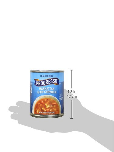 Progresso Traditional Manhattan Clam Chowder Canned Soup - Gluten Free, 19 oz (Pack of 12) | Comfort Food for Cold Days, Quick Lunch & Emergency Pantry Stock