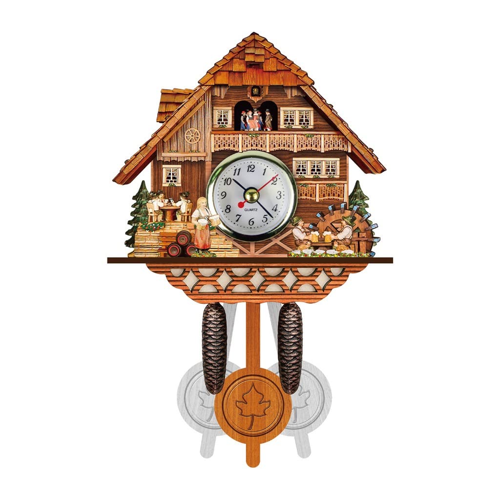 Vintage Wooden Cuckoo Wall Clock with Chime Alarm - Retro Style Home Decor for Living Room, Bedroom & Office - 21.5x6x14cm (Color A) | Perfect for Cozy Cabins, Farmhouse Decor & Gift Giving