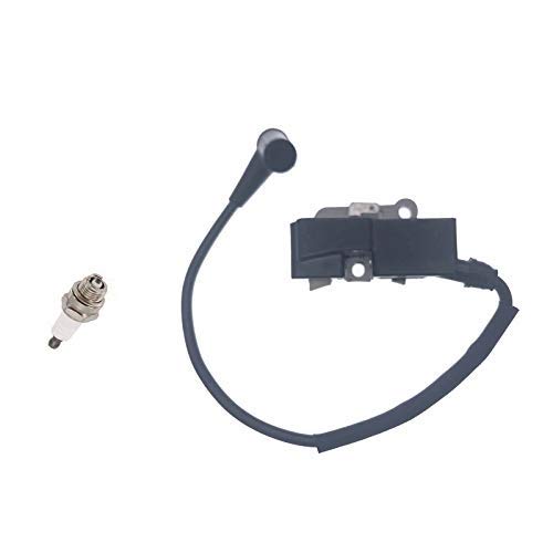 PARTSRUN #544047101 Ignition Coil with BM6A Spark Plug Compatible for Husqvarna 340 345 346 350 351 353 357 359 362 365 371 372XP 385 390 & JONSERED 2065 2071 2141 2145 2149 2150 2152 Chainsaws - Perfect for Forestry, Landscaping and Firewood Cutting