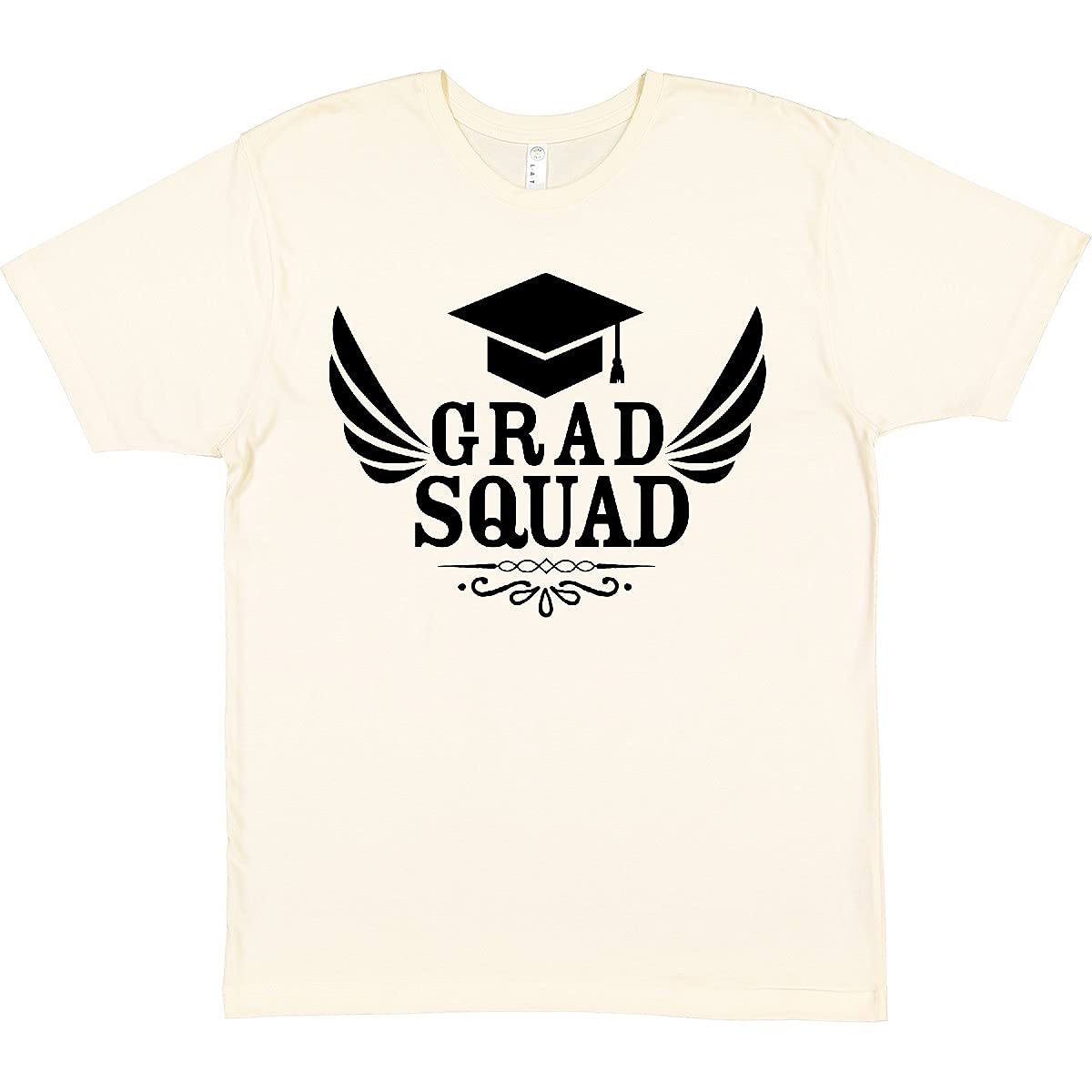 Inktastic Grad Squad with Graduation Cap and Wings Graphic T-Shirt - Perfect for Graduation Parties, School Events & Alumni Celebrations