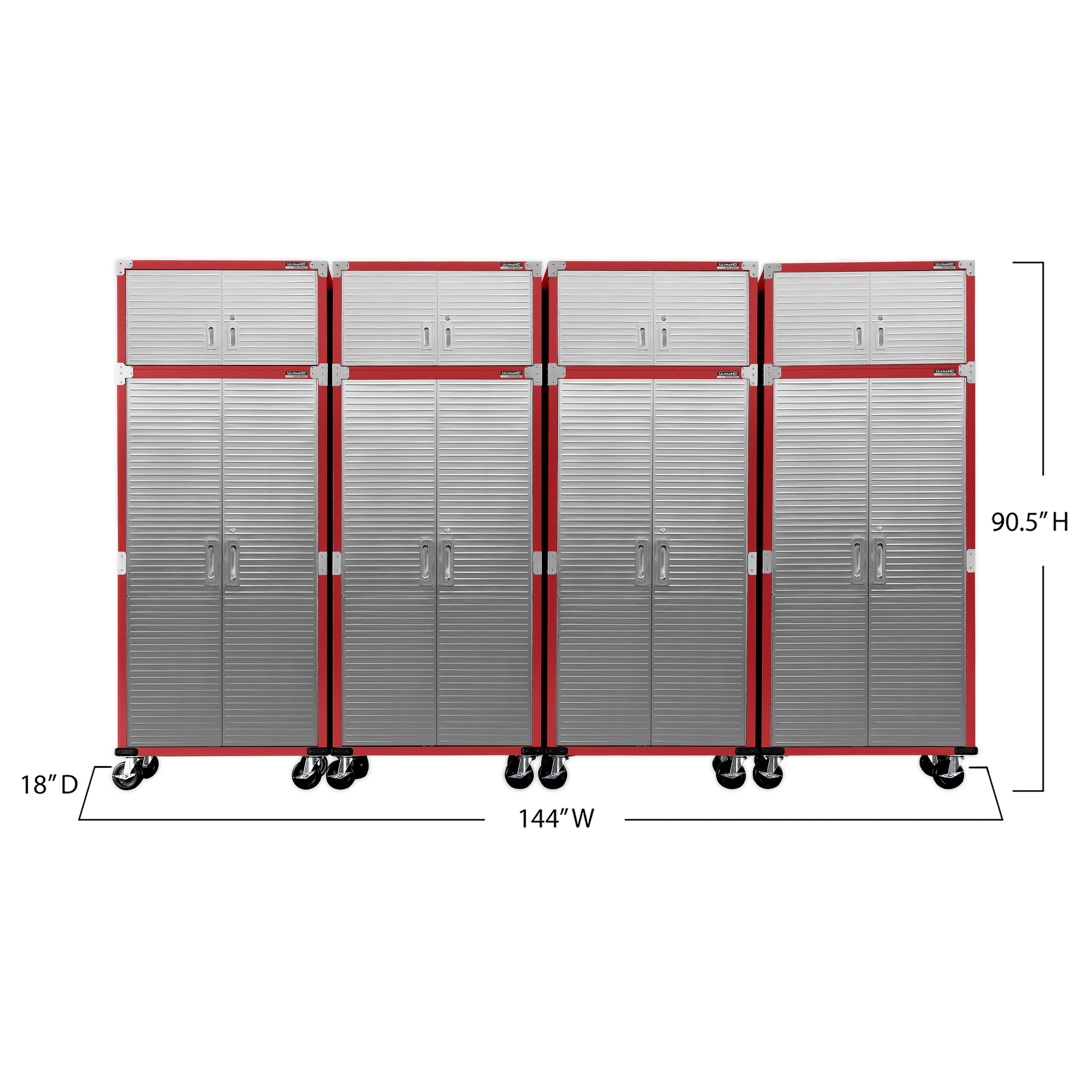 UltraHD® 8-Piece Rolling Storage Cabinet System - Red | Heavy Duty Mobile Organizer for Office, Garage & Workshop | Space Saving Storage Solution for Tools & Supplies