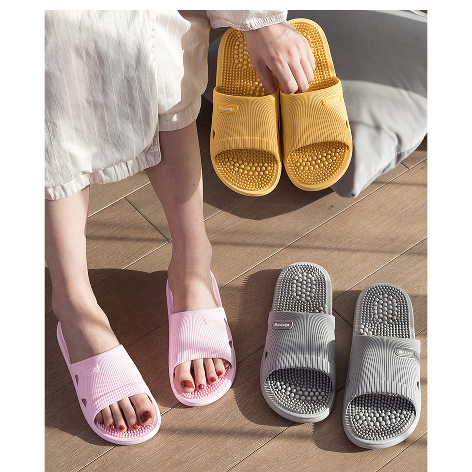 KAMWD Foot Massager Slippers - Acupressure & Reflexology Massage Sandals for Men & Women - Plantar Fasciitis Relief, Shower & House Shoes - Perfect for Relaxation After Work, Yoga, or Home Use