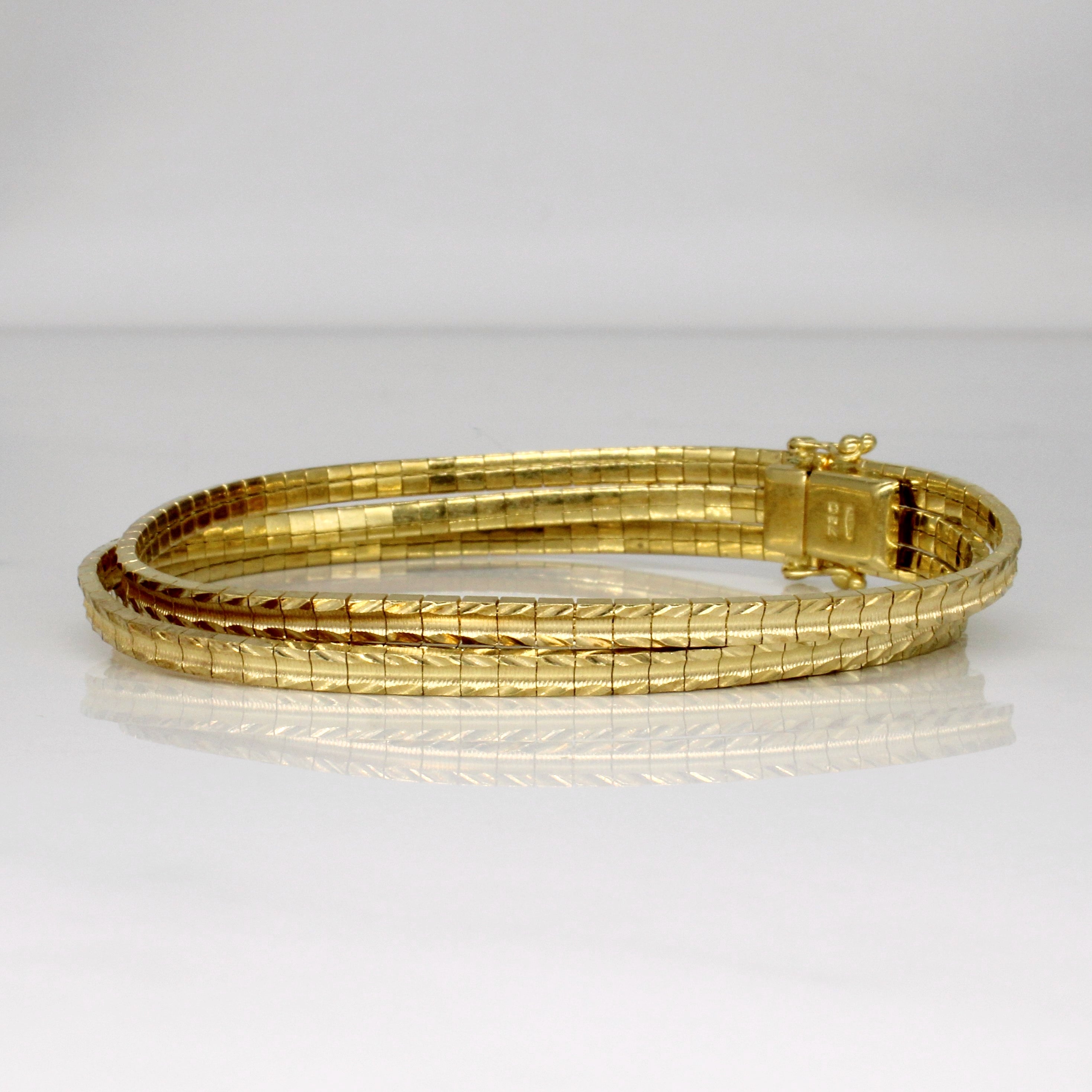 Vintage Italian 18k Yellow Gold Layered Bracelet | 7.5 Inches | Elegant Stackable Jewelry for Women, Perfect for Weddings, Parties & Special Occasions