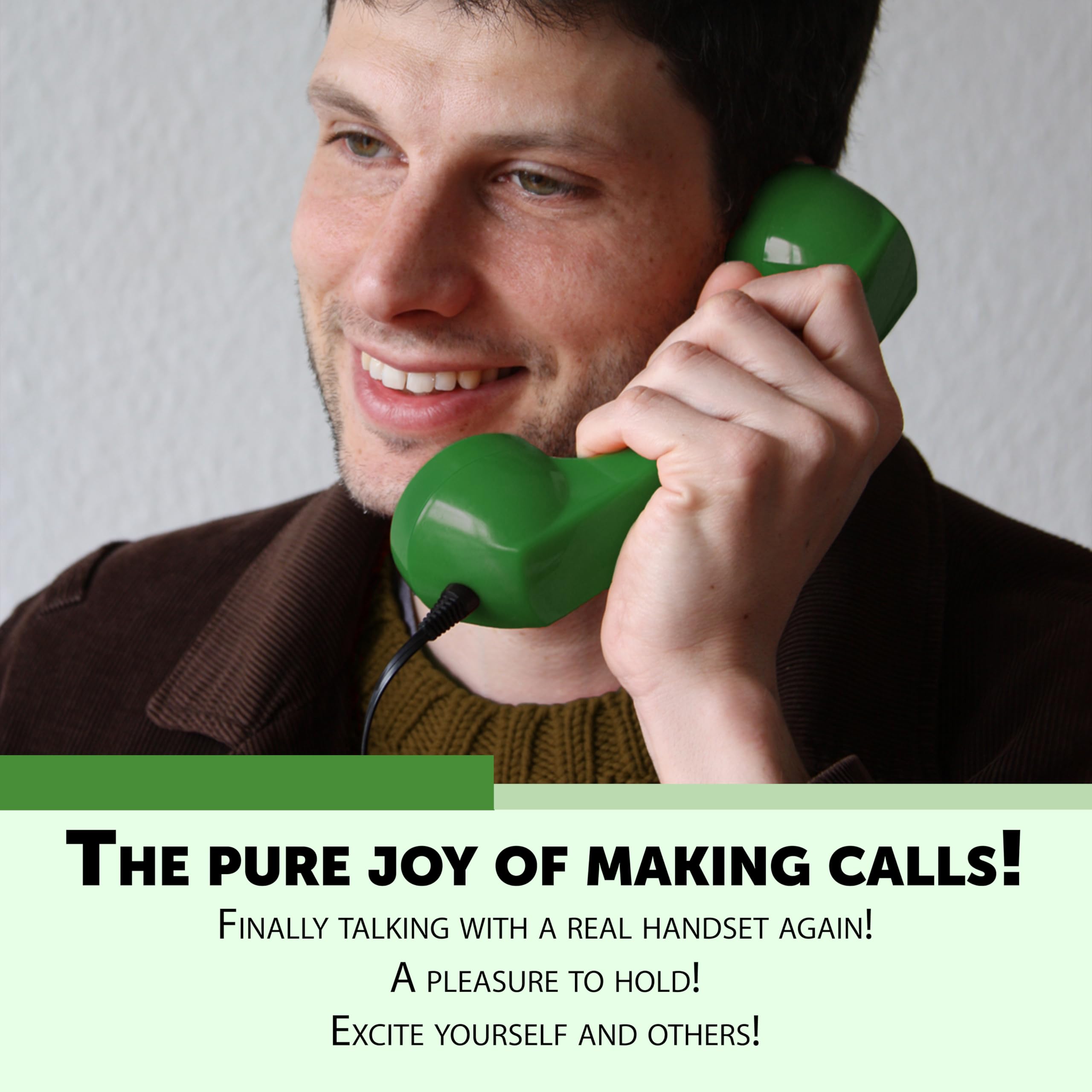 Vintage OPIS 60s Retro Cell Phone Handset - Old-Style Headset with Microphone for All Smartphones (Green) | Perfect for Nostalgic Calls, Photography Props, and Unique Gifts