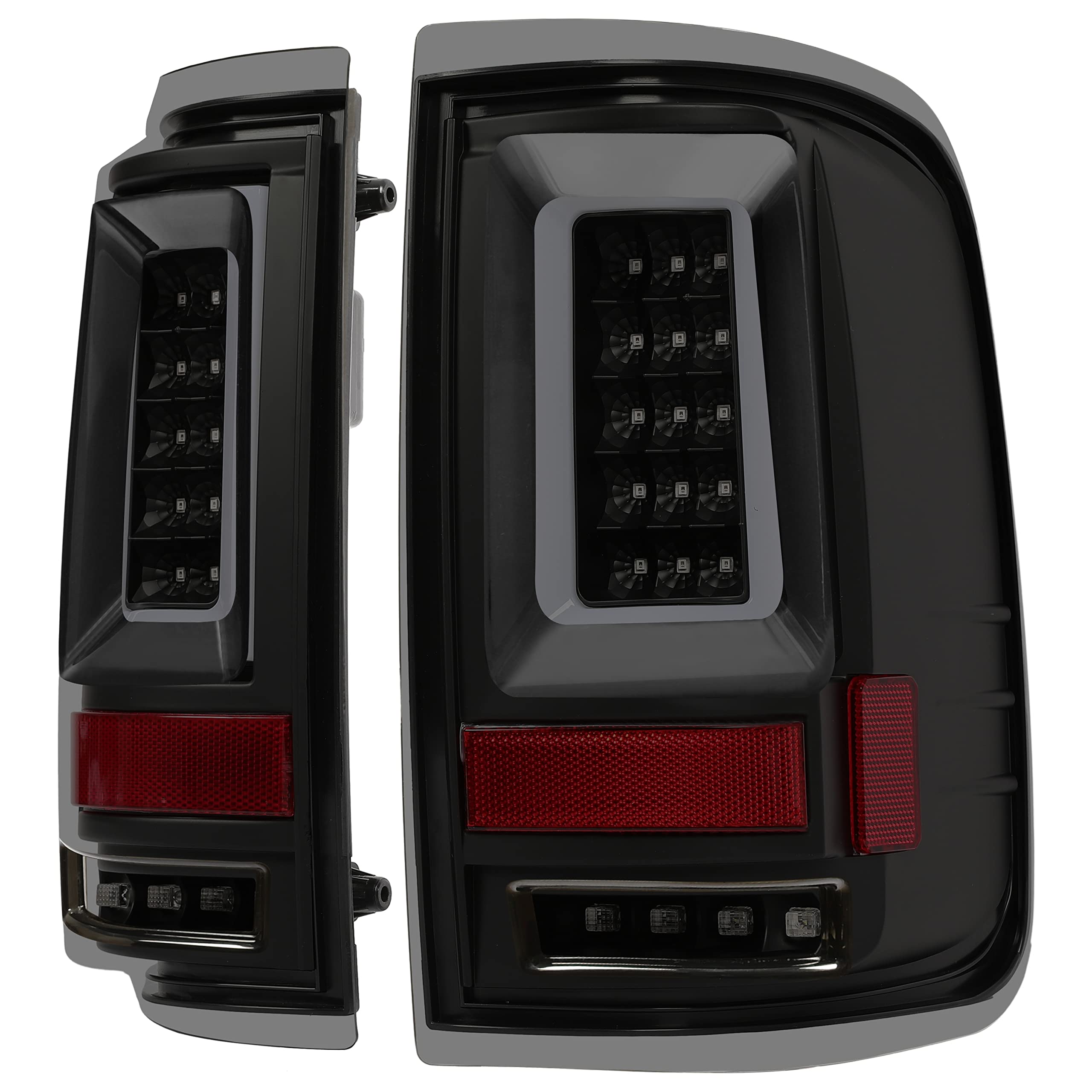 HECASA LED Tail Lights Compatible with 2004-2008 Ford F150 - 3D LED Tube Bar Replacement for 5L3Z13405CA 5L3Z13404CA 6L3Z13405AA 6L3Z13404AA - Smoke Lens Black Housing Rear Brake Lamps - Upgrade for Night Driving & Enhanced Safety