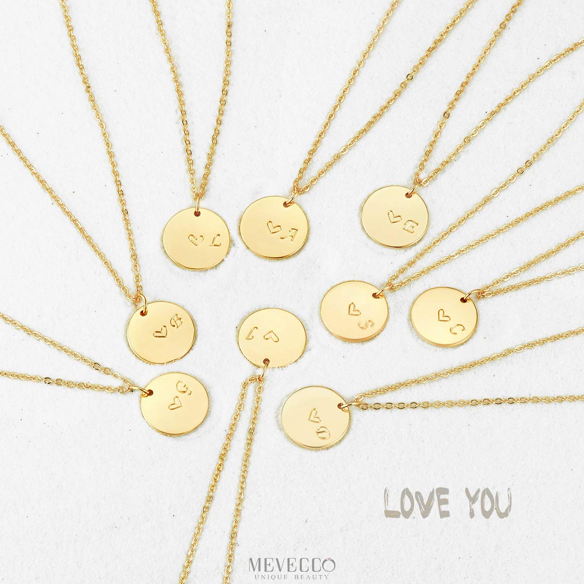 14K Gold Plated Personalized Initial Pendant Necklace for Women - Engraved Disc, Dainty Heart Charm, Handmade Jewelry Gift for Her | Birthday, Anniversary, Valentine's Day Present