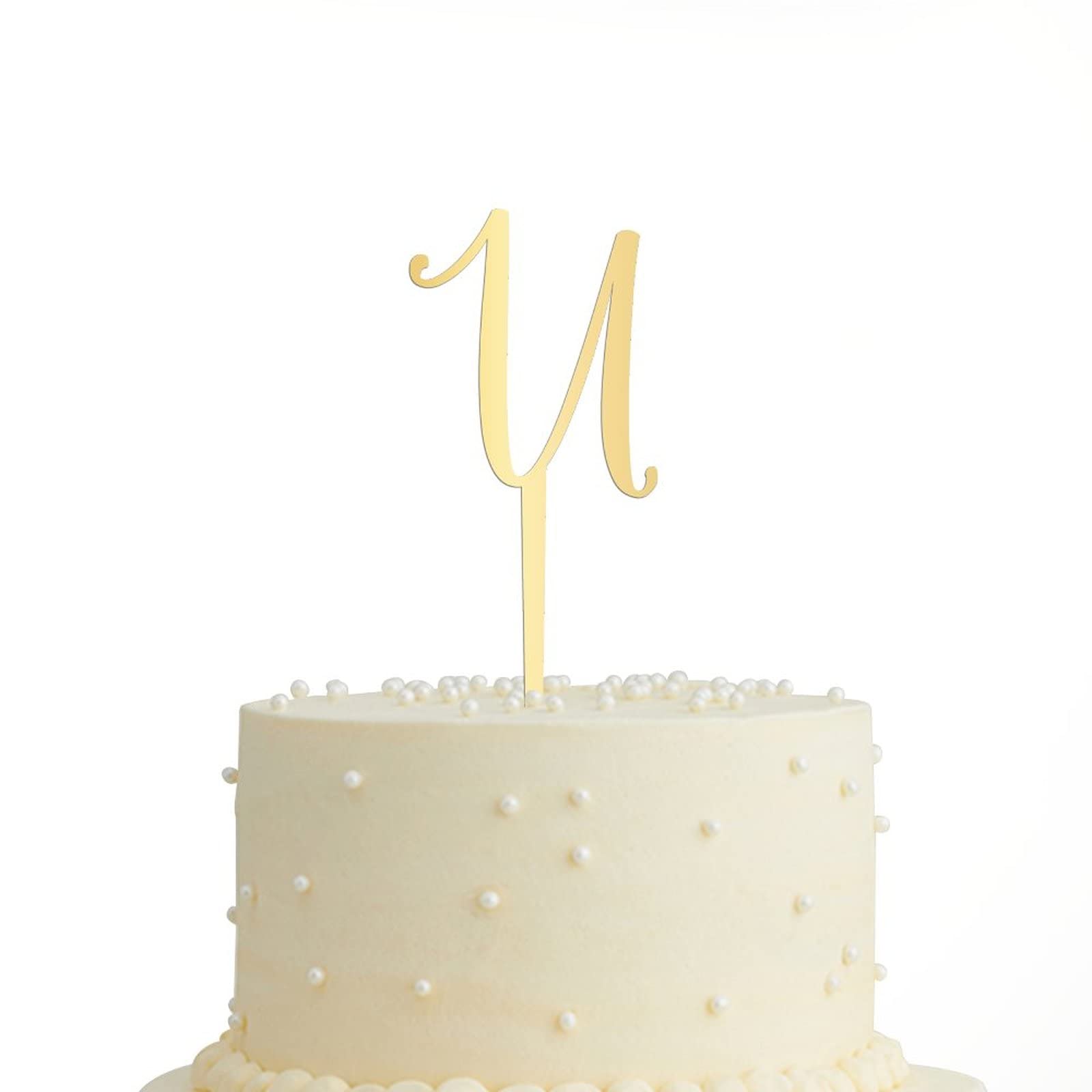 Gold Glitter Letter U Cake Topper - Personalized Acrylic Initial Cake Decor for Birthday Parties & Rustic Weddings | Perfect for Anniversary, Baby Shower, and Celebration Cakes
