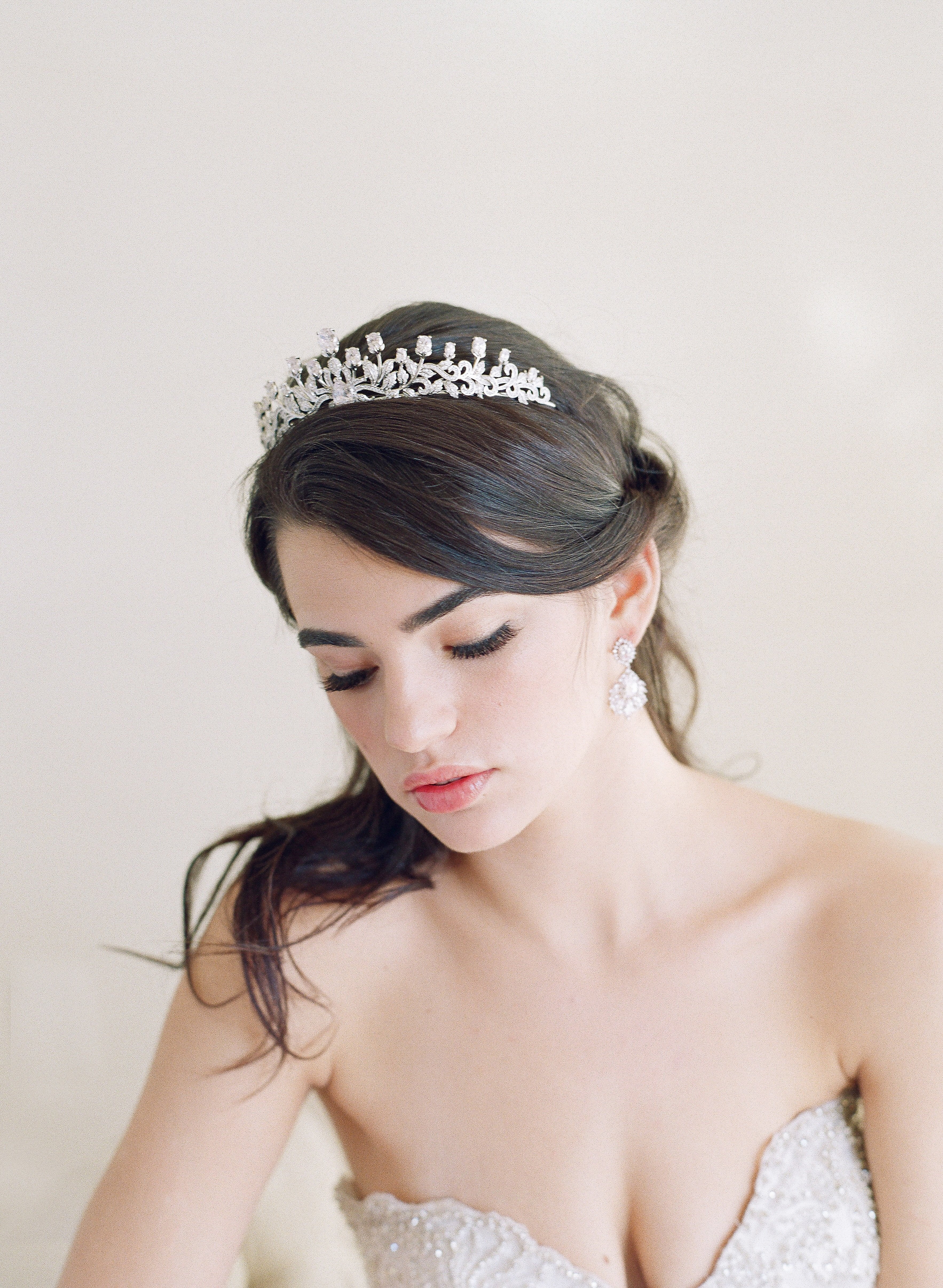 URSULA Bridal Tiara & Wedding Earrings Set - Sparkling Crystal Rhinestone Hair Crown & Drop Earrings for Bride, Bridesmaids, Prom, Pageant & Special Occasions