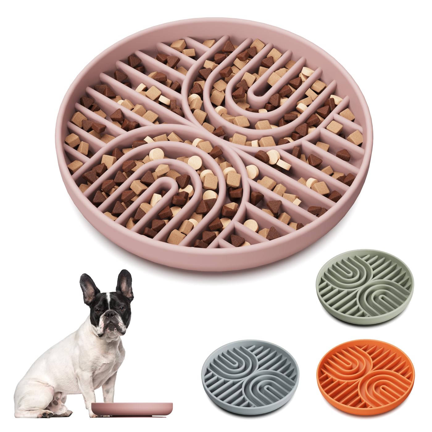**Slow Feeder Dog Bowls – Non-Slip Silicone Puzzle Bowl for Dogs & Puppies | Reduces Anxiety & Promotes Healthy Eating | Dishwasher Safe for All Breeds | Perfect for Fast Eaters & Mealtime Enrichment (Pink)**