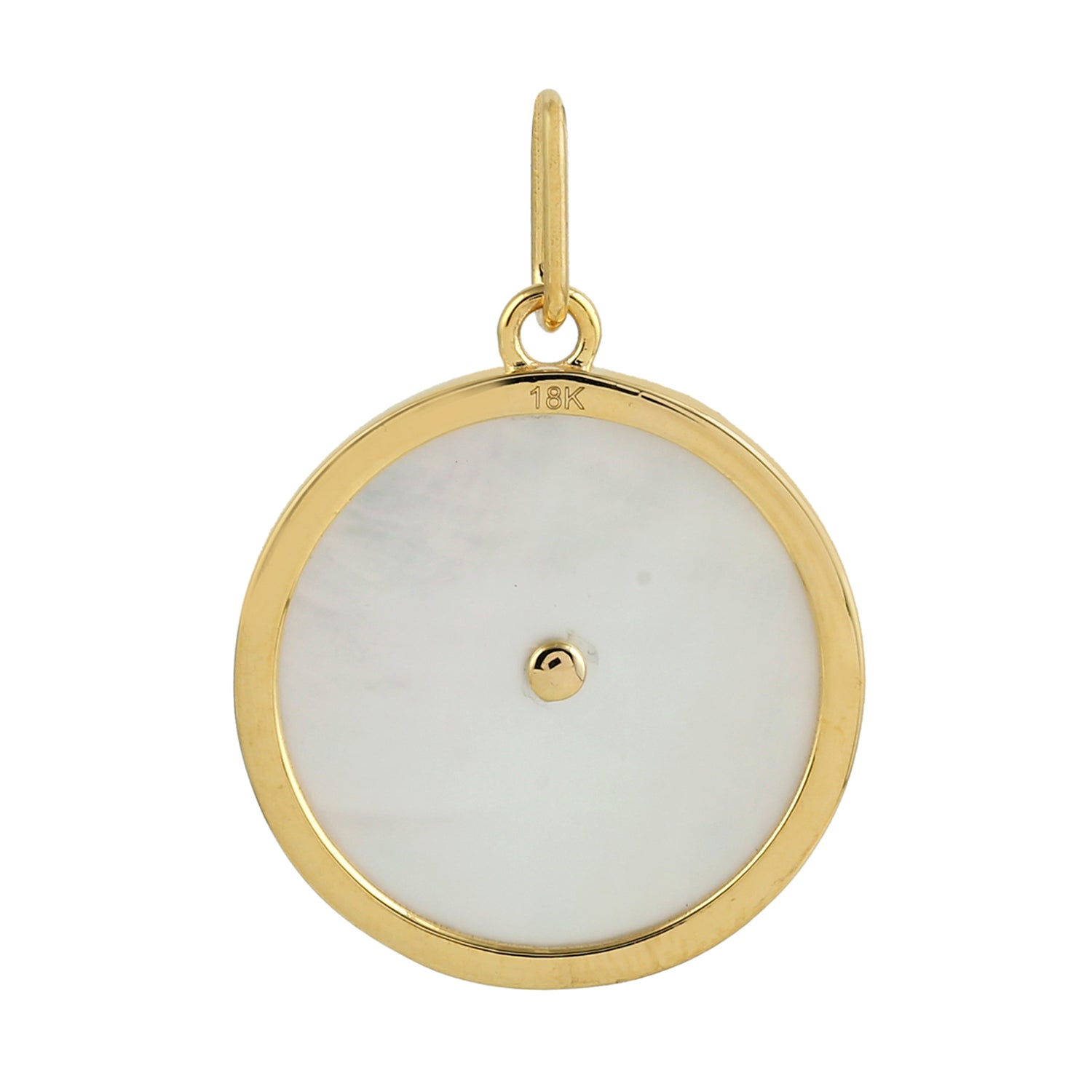 Handmade 18K Yellow Gold Evil Eye Pendant with Blue Sapphire Bezel & Pave Diamonds - Spiritual Protection Jewelry for Women, Gift for Birthday & Anniversary