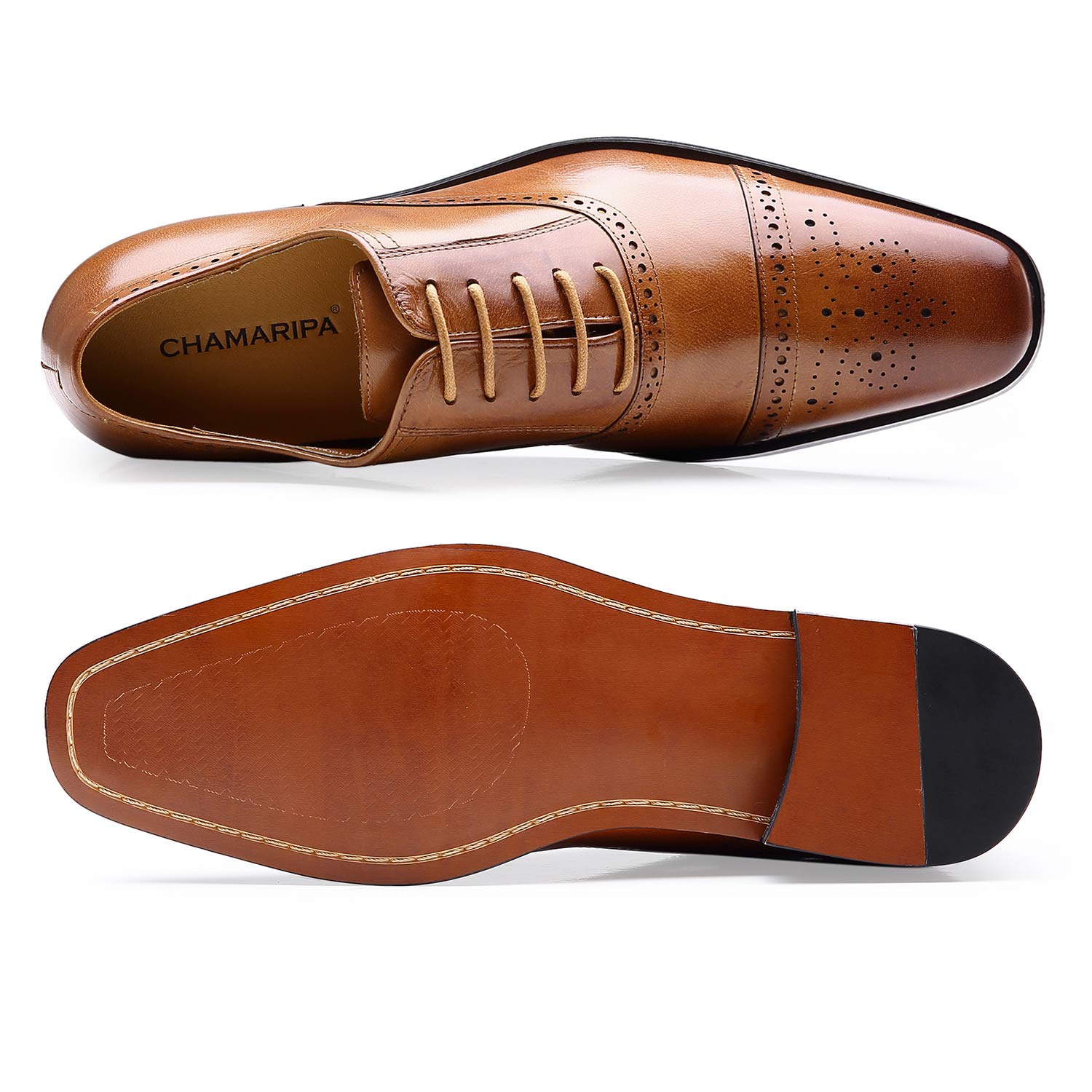 CHAMARIPA Men's Elevator Shoes with Built-in Height Insoles - Breathable Leather Dress Shoes for Men | Anti-Slip & Arch Support | Custom Fit for Comfort & Stealth Height Boost - Perfect for Work, Dating & Formal Events