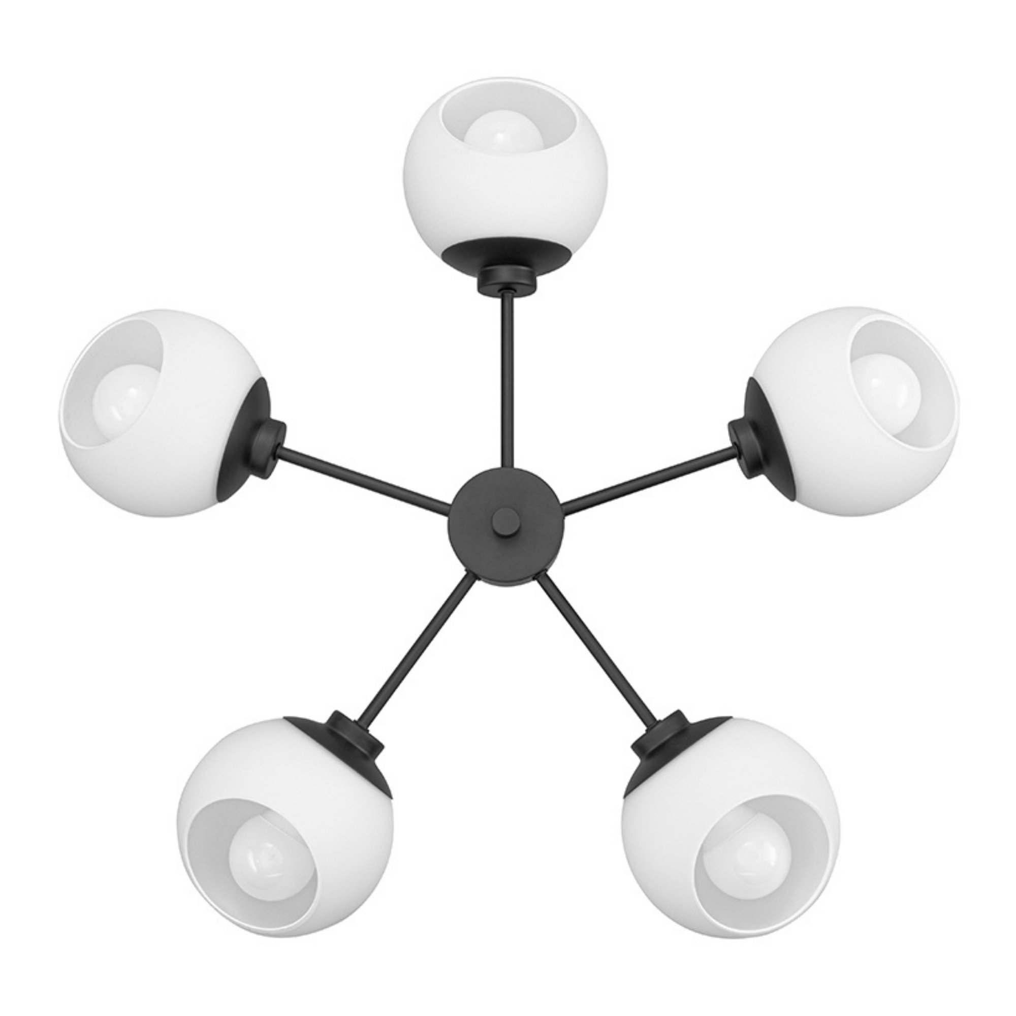5-Light Stoll Chandelier in Matte Black with Opal Glass Shades - Modern Dining Room Lighting Fixture for Kitchen Island, Foyer, and Bedroom