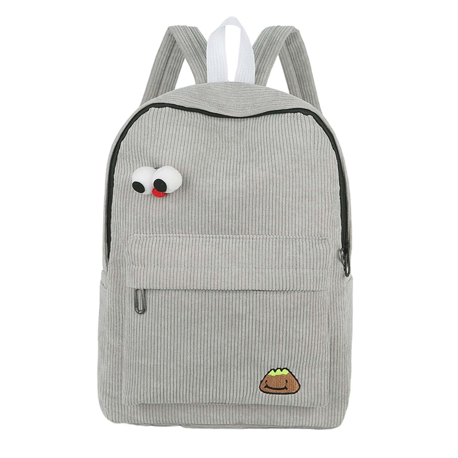 MYADDICTION Stylish Corduroy Backpack for Women & Men - Durable Small Shoulder Bag for Work, Hiking & Travel - Trendy Grey Unisex Backpack for Daily Commute, College & Outdoor Adventures