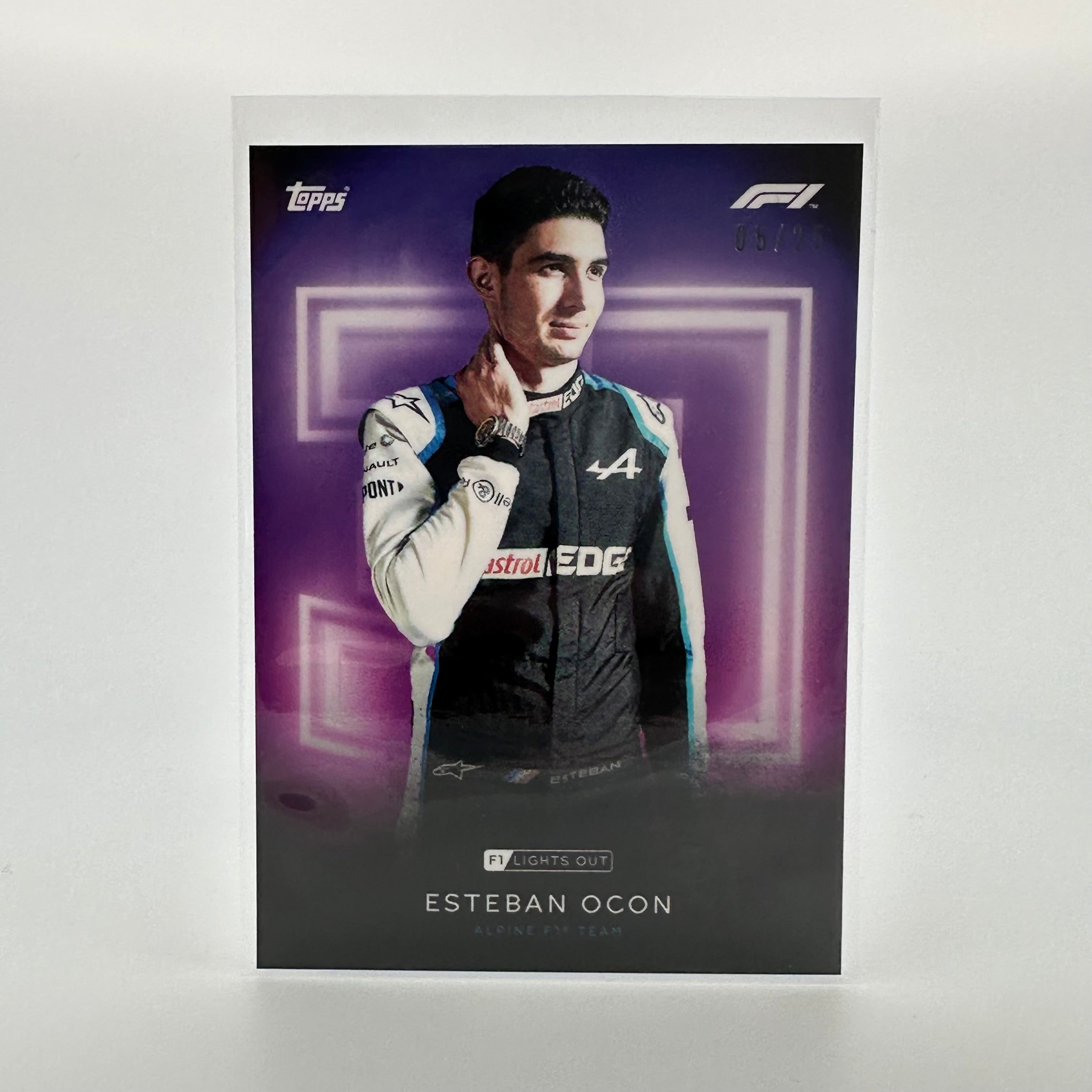 Esteban Ocon F1 Racing Driver Purple Parallel Collectible Card - Perfect for Formula 1 Fans, Sports Memorabilia Collections, and Trading Card Enthusiasts
