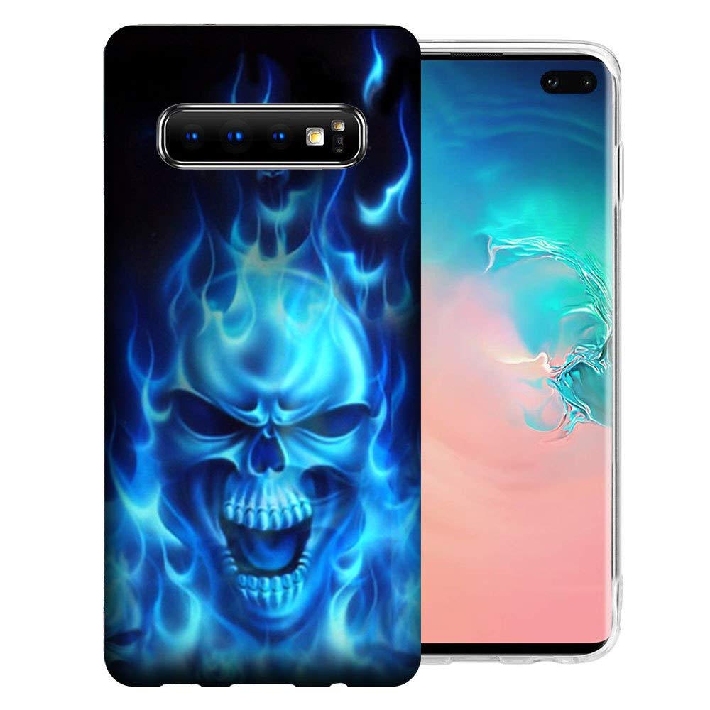 Flaming Skull TPU Gel Phone Case for Samsung Galaxy S10+ Plus - Durable Shockproof Cover for Protection | Perfect for Daily Use, Gaming, and Outdoor Activities