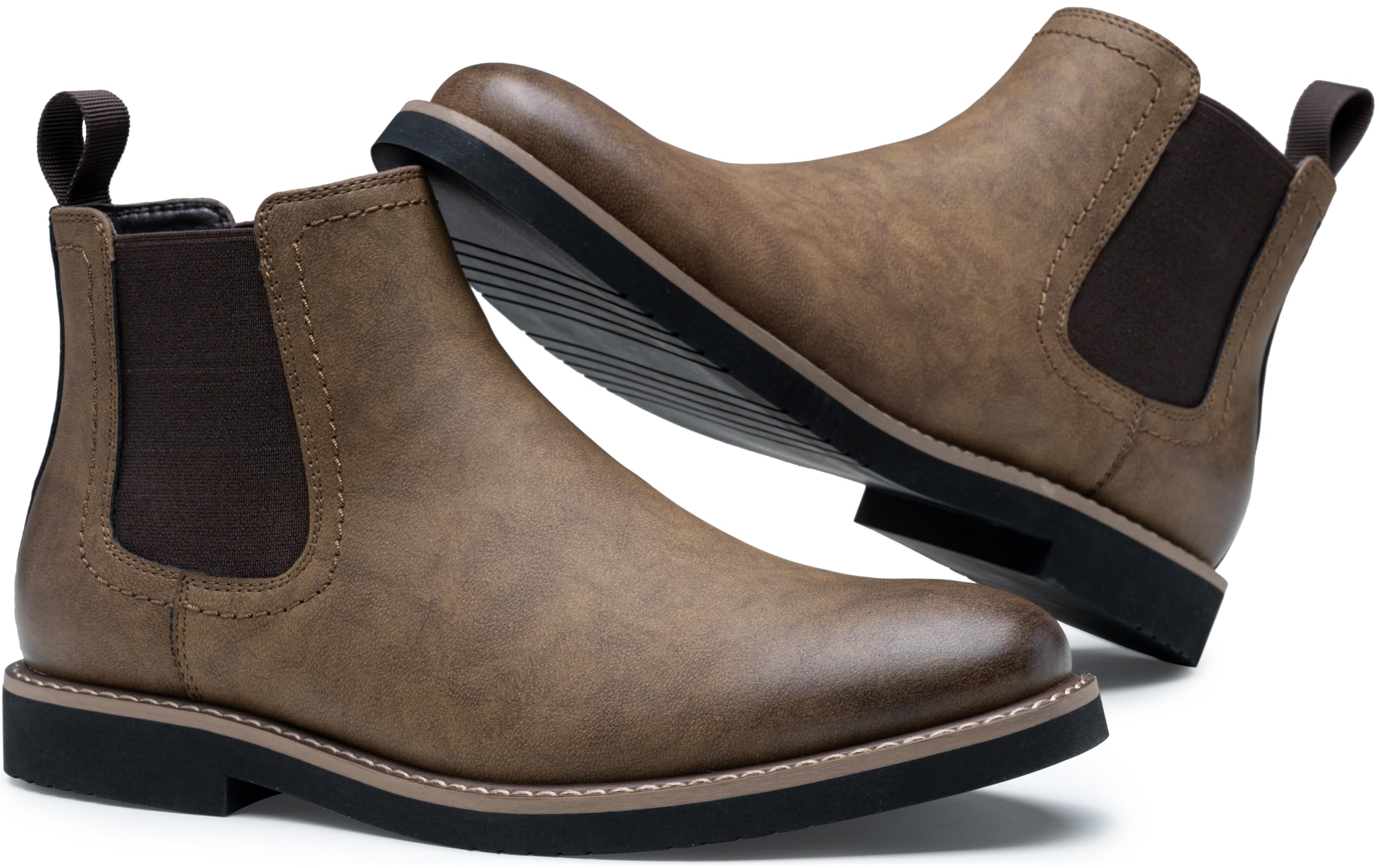 Vostey Men's Chelsea Boots - Classic Slip On Ankle Dress Boots for Casual Wear | Black Leather Comfortable Shoes for Work, Office & Everyday Outfits