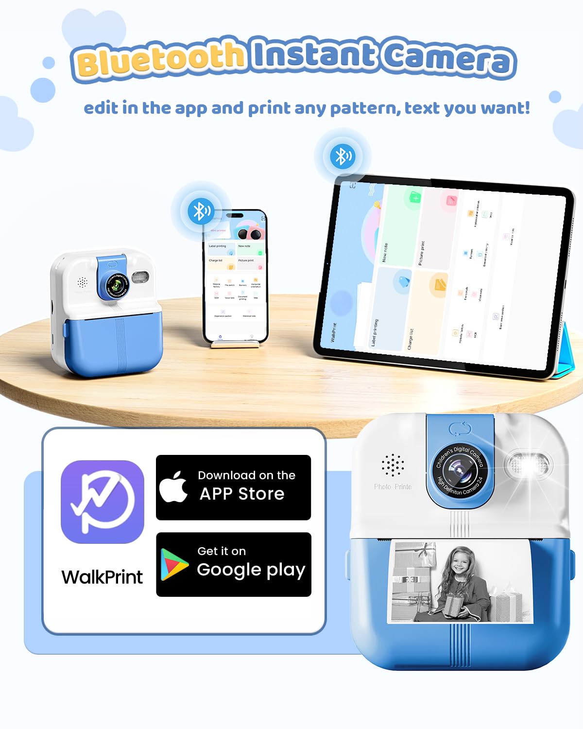 Kids Instant Print Digital Camera - Toddler Camera for Boys & Girls Ages 5-10 | Fun Birthday Gift for Children's Day, Christmas & Parties | Perfect for Travel, Playdates & Creative Learning