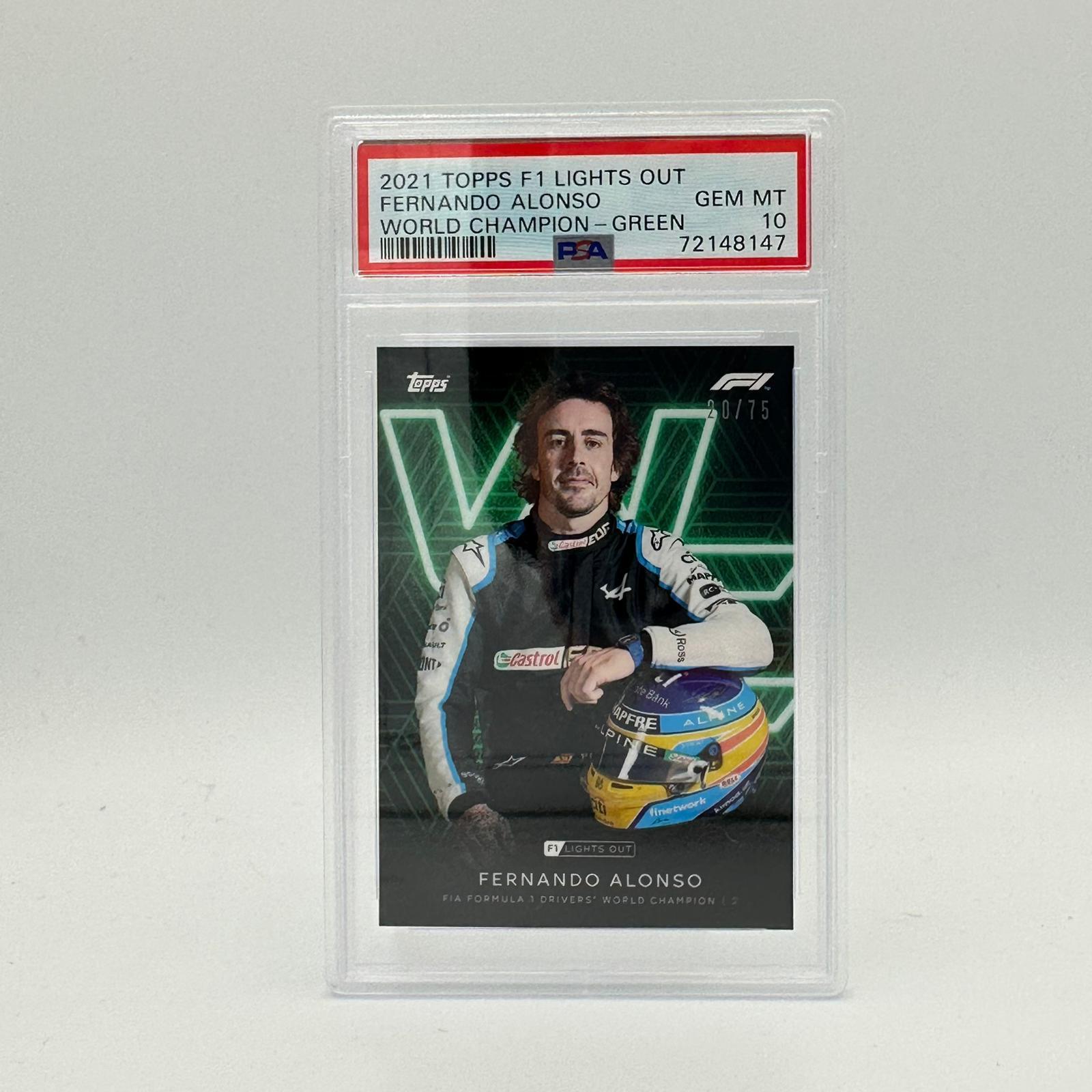 PSA 10 20/75 Fernando Alonso Drivers World Champion - Rare Collectible Trading Card for F1 Fans & Sports Memorabilia Enthusiasts - Perfect for Display, Investment, and Gifting