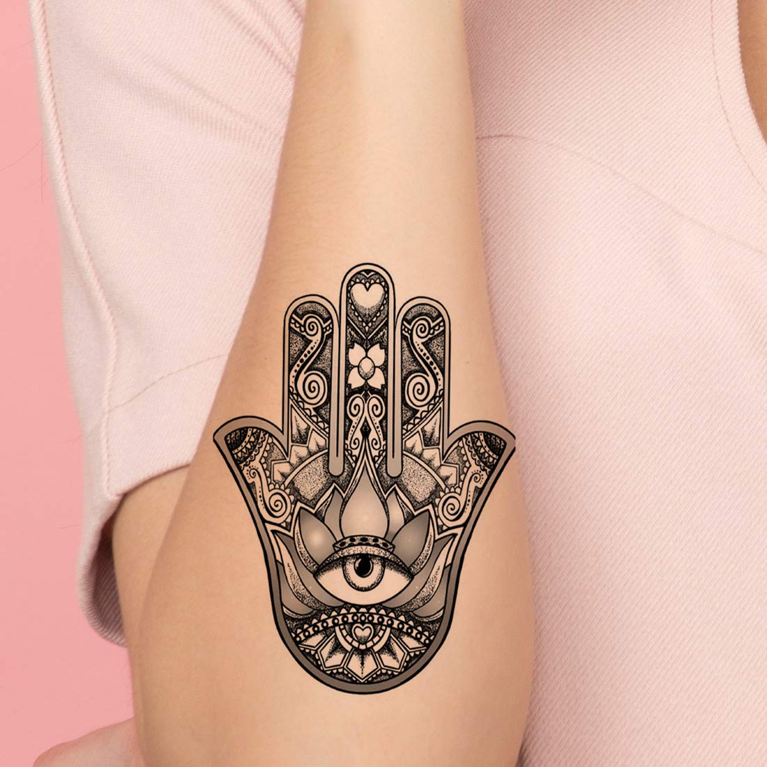Voorkoms® Hamsa Eye Temporary Tattoo - Waterproof Fake Body Art for Women & Men - Perfect for Festivals, Parties, and Spiritual Events