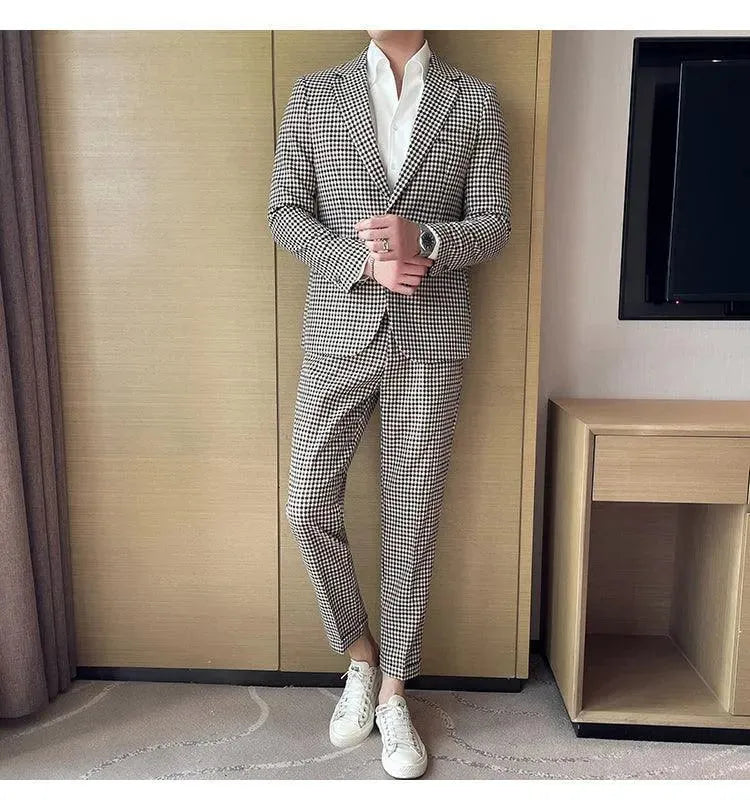 Elegant Houndstooth Prom Suit for Men - Classic Black & White Checkered Tuxedo - Perfect for Homecoming, Formal Dances & Special Occasions