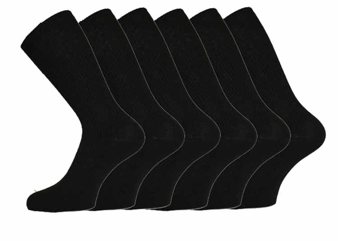 Men's 100% Cotton Non-Elastic Loose Fit Wide Top Casual Socks - Size 6-11 UK (12 Pairs) - Black - Perfect for Home, Office & Daily Comfort Wear