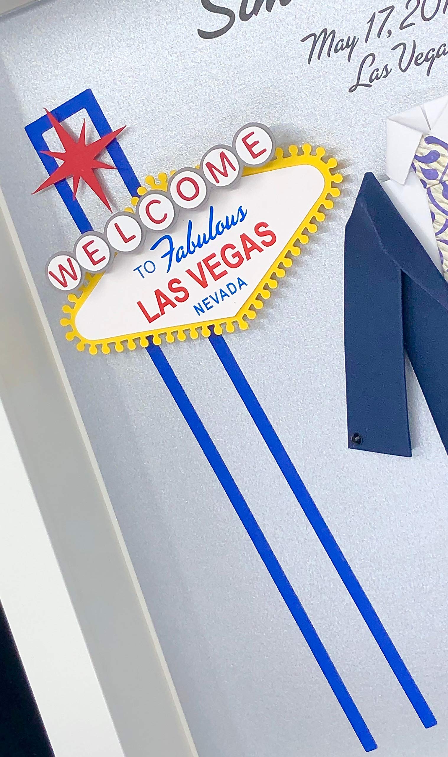 Personalized Las Vegas Wedding Gift - Custom Bride & Groom Frame Wall Art for Anniversary, First Year Paper Gift - Perfect for Home Decor & Romantic Couples Gifts
