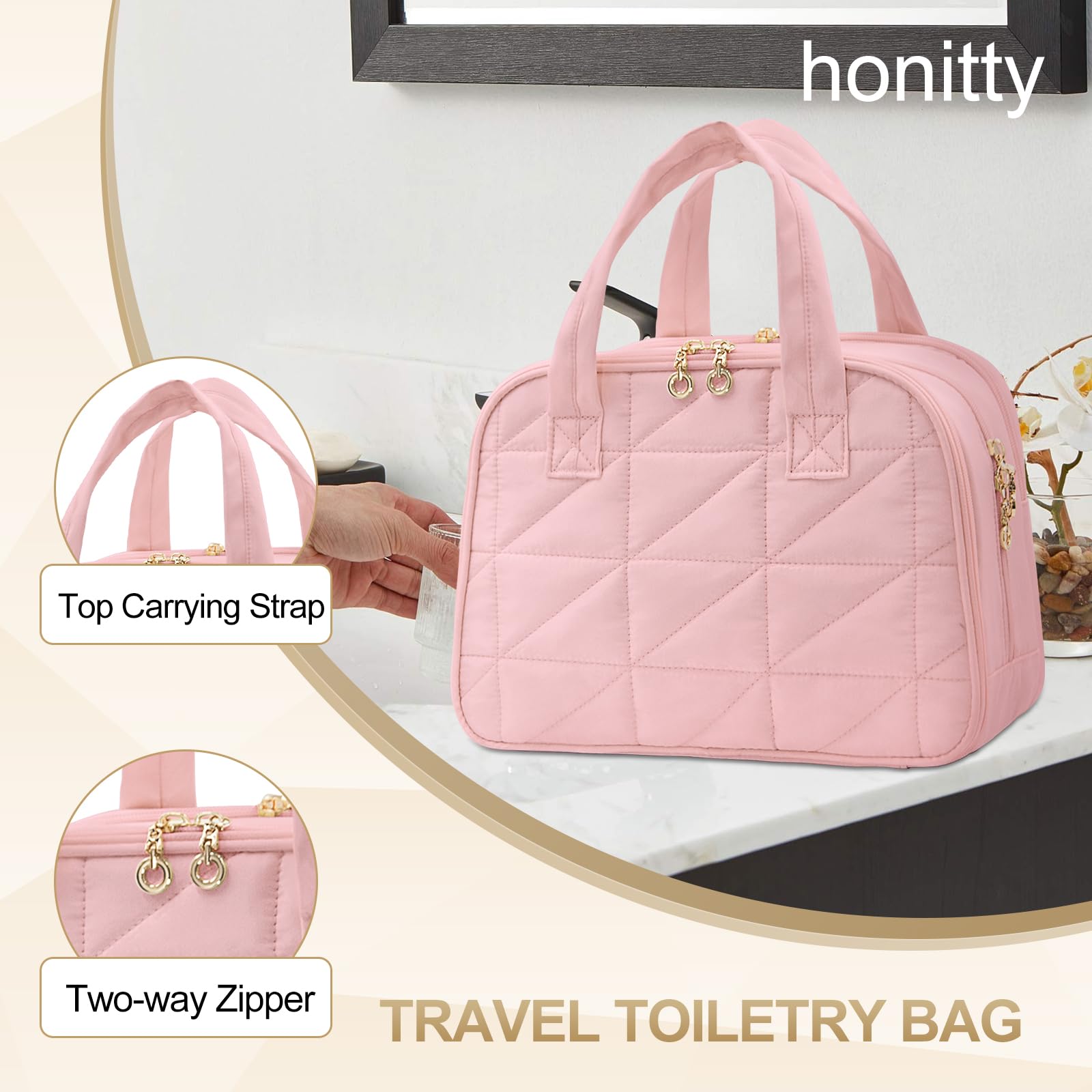 Large Waterproof Travel Toiletry Bag for Women - Portable Cosmetic Organizer for Trips
