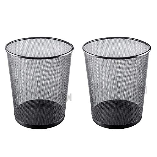 YBM Home & Office Mesh Wastebasket Trash Can - 4.75 Gallon Round Metal Garbage Bin (2-Pack, Black) - Perfect for Workspaces, Kitchens, Bathrooms & Dorm Rooms
