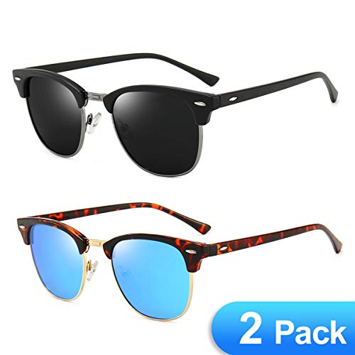 B1:(2 Packs)30-16style Black Lens+gun and Matte Black Frame With 30-16style Blue Lens + Gold and Leopard Frame